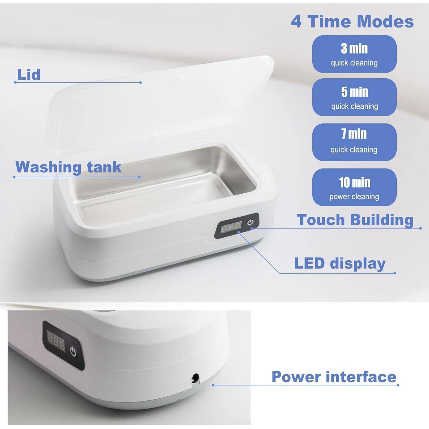Limpiador Ultrasónico de Joyas SIWMER 640ml 48W 48KHz Blanco