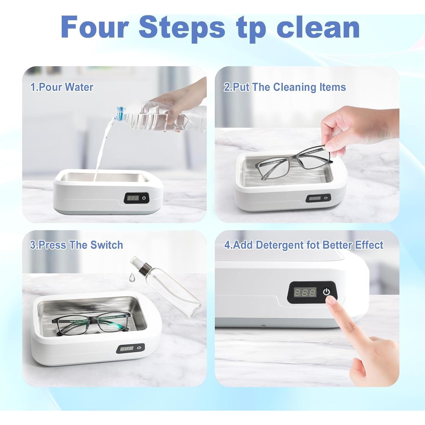 Limpiador Ultrasónico de Joyas SIWMER 640ml 48W 48KHz Blanco