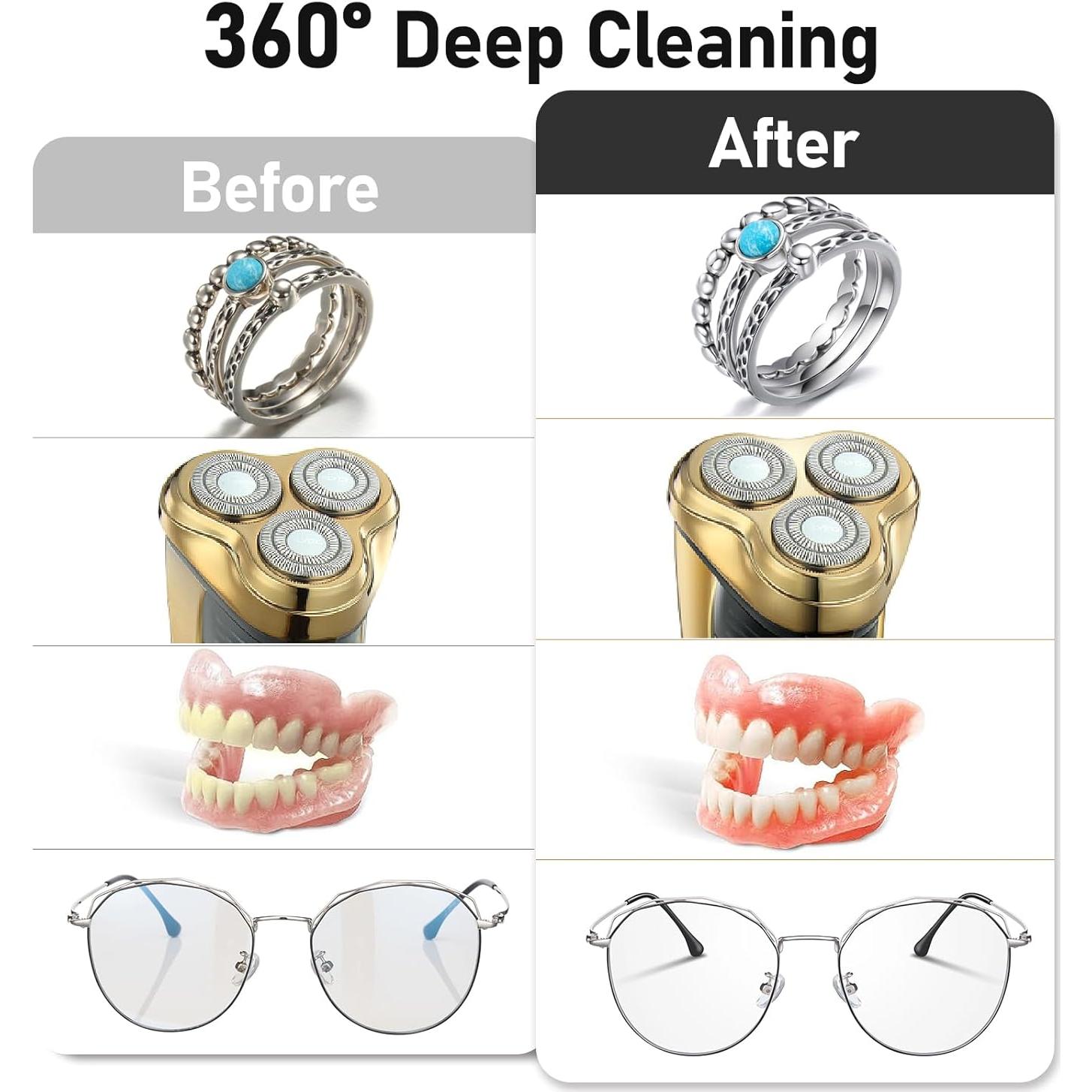 Limpiadora Ultrasónica de Joyas Qenbx 640ml 48kHz 2 Modos