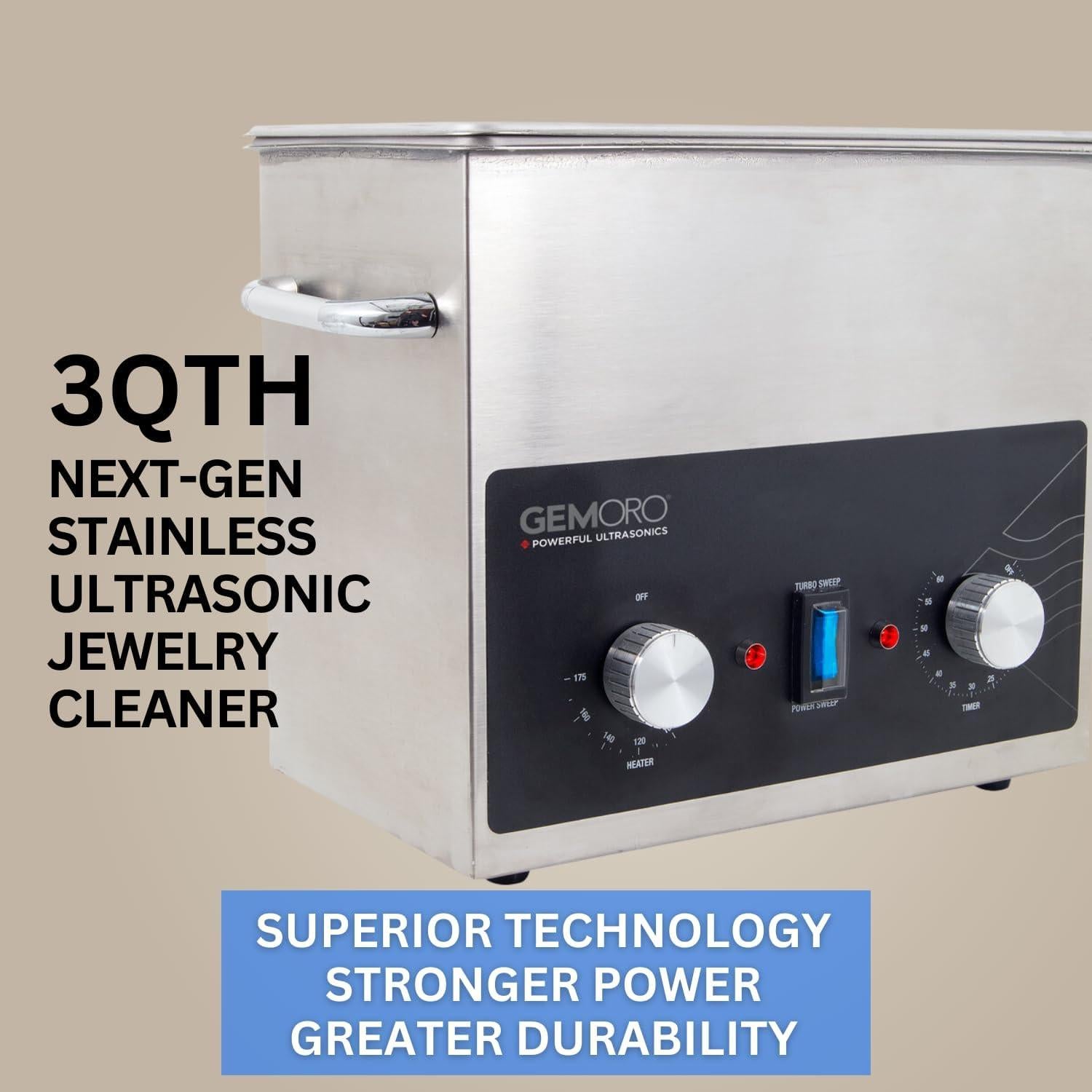 Limpiador de Joyas Ultrasonico GemOro 3QT Acero Inoxidable