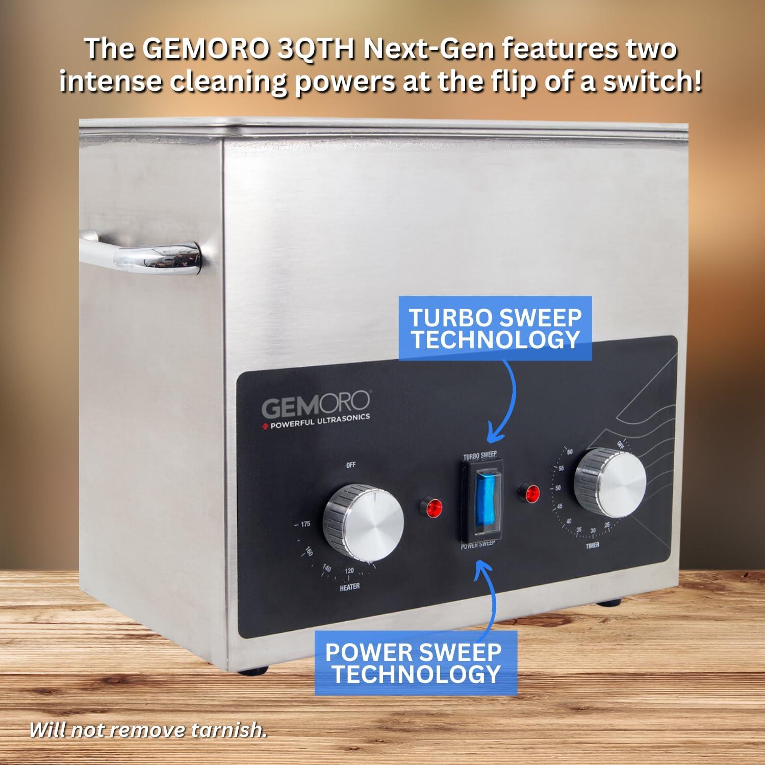 Limpiador de Joyas Ultrasonico GemOro 3QT Acero Inoxidable