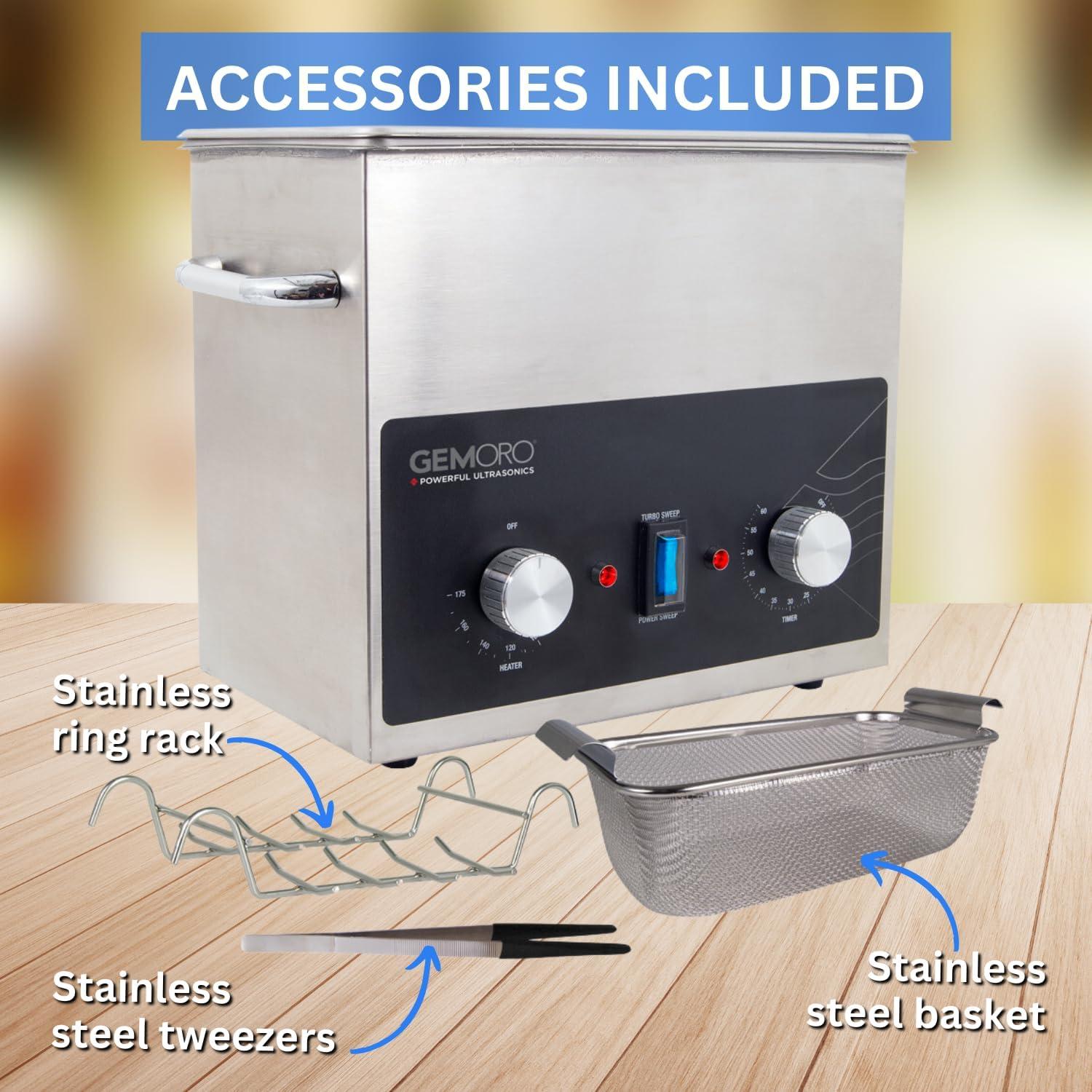 Limpiador de Joyas Ultrasonico GemOro 3QT Acero Inoxidable