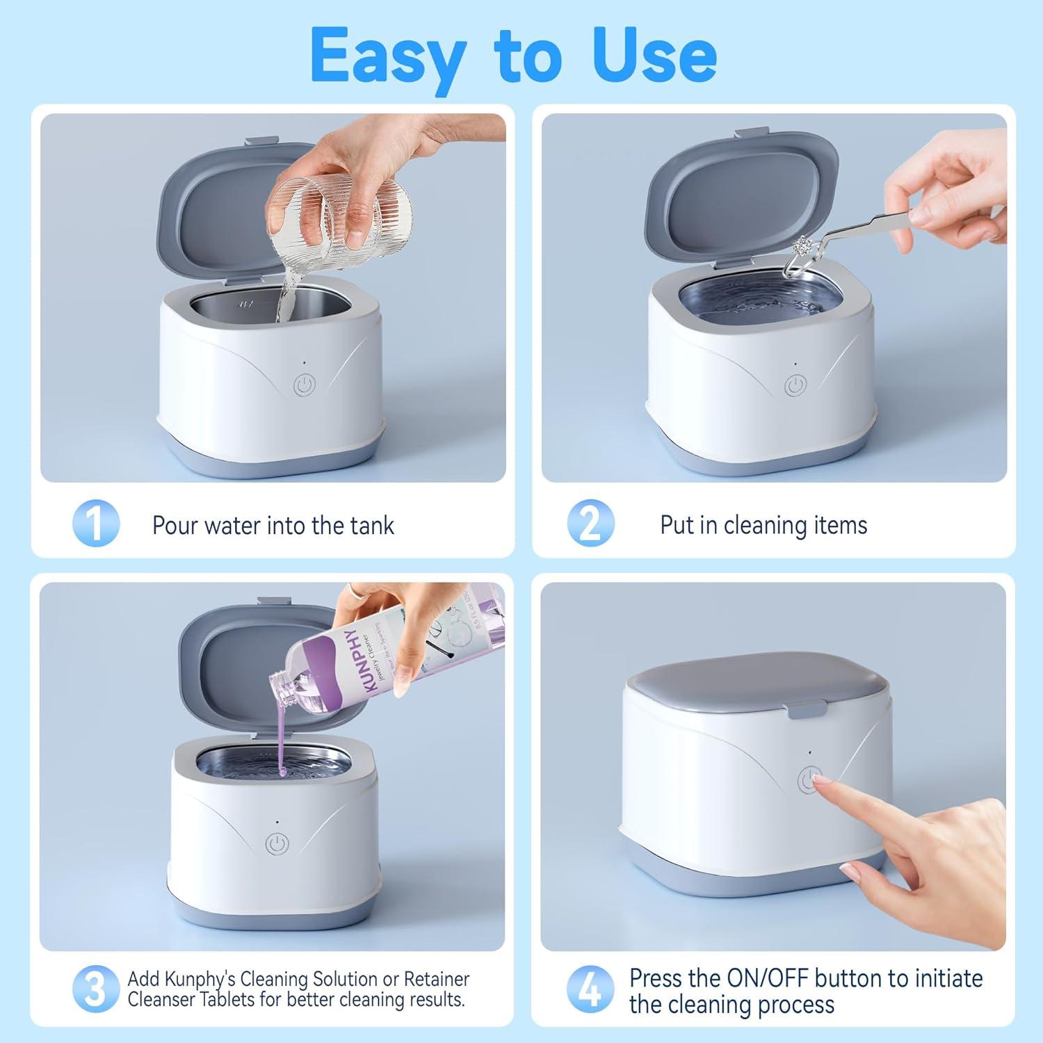 Limpiador Ultrasónico de Joyas KUNPHY 220ml - Blanco