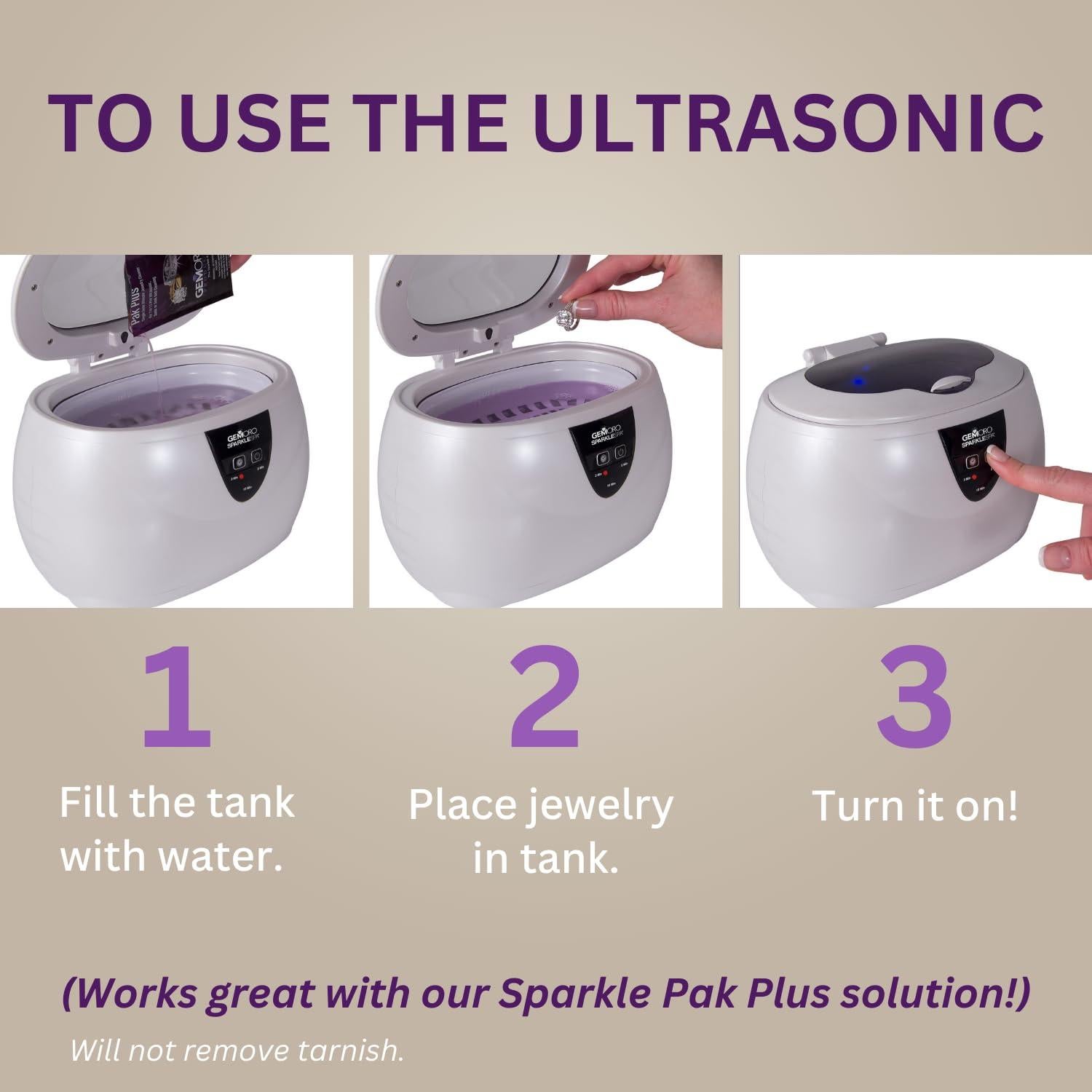 Limpiador Ultrasónico de Joyas GemOro Sparkle Spa 600ml