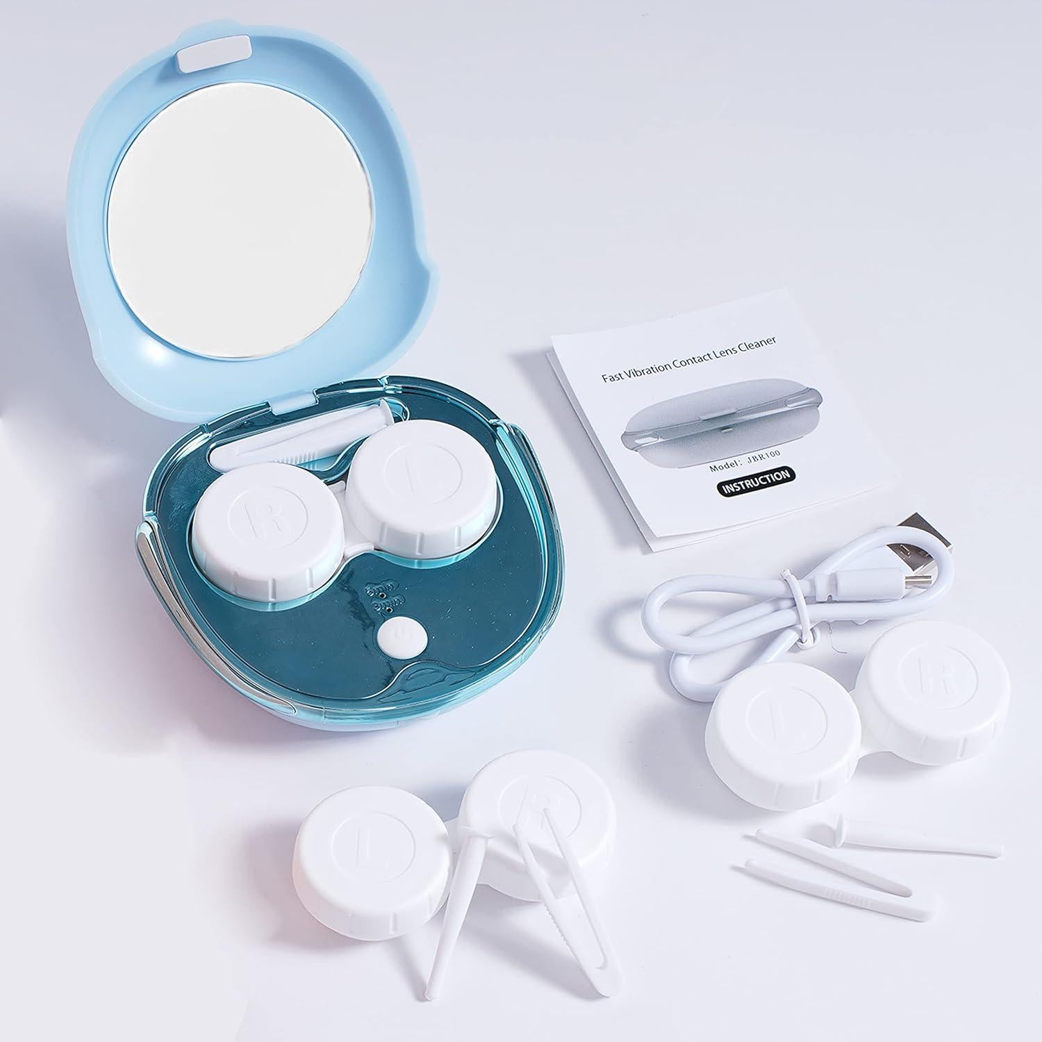 Limpiadora Ultrasonica de Lentes de Contacto Portátil USB Azul