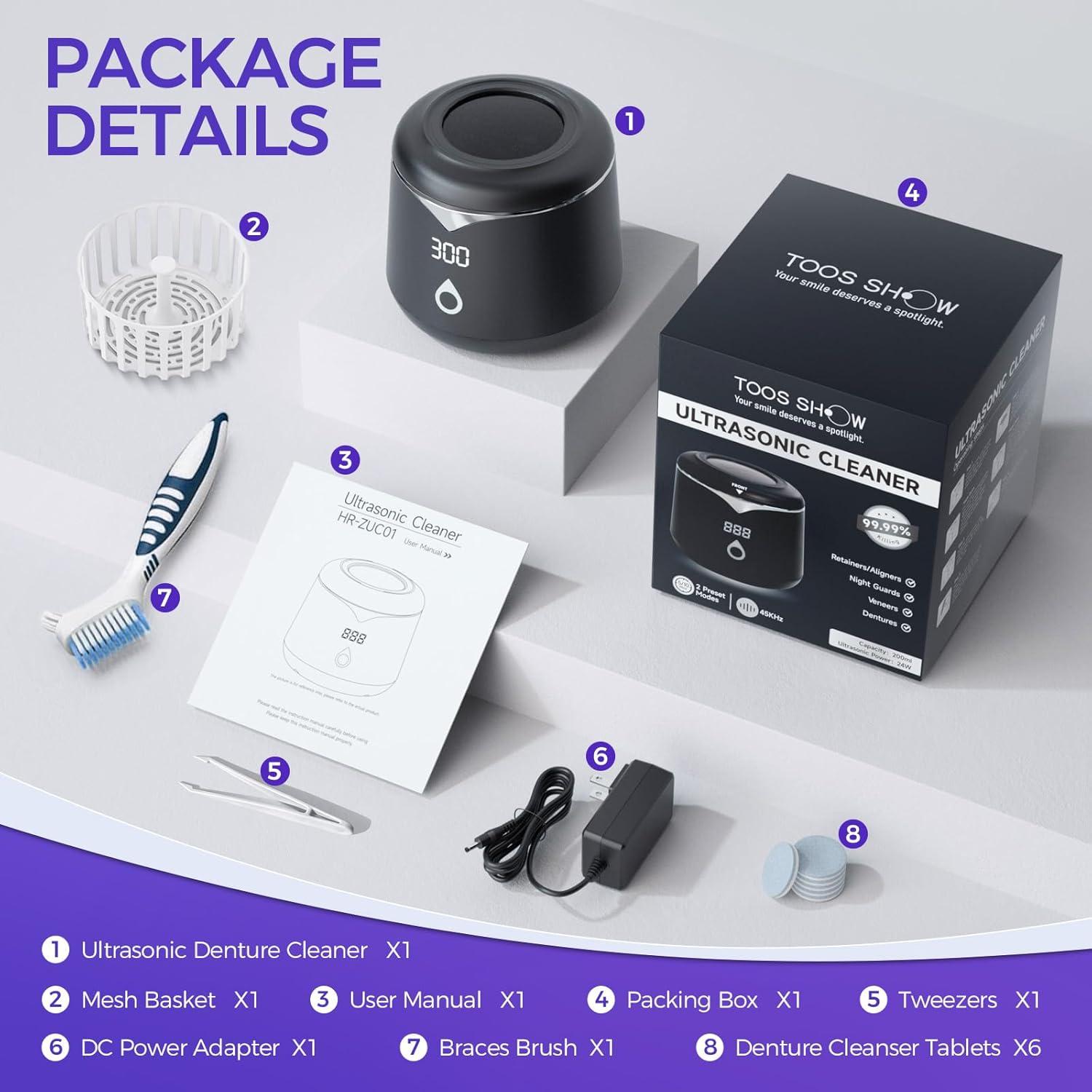 Limpiador Ultrasónico de Dentaduras Toos Show 200ml 45kHz