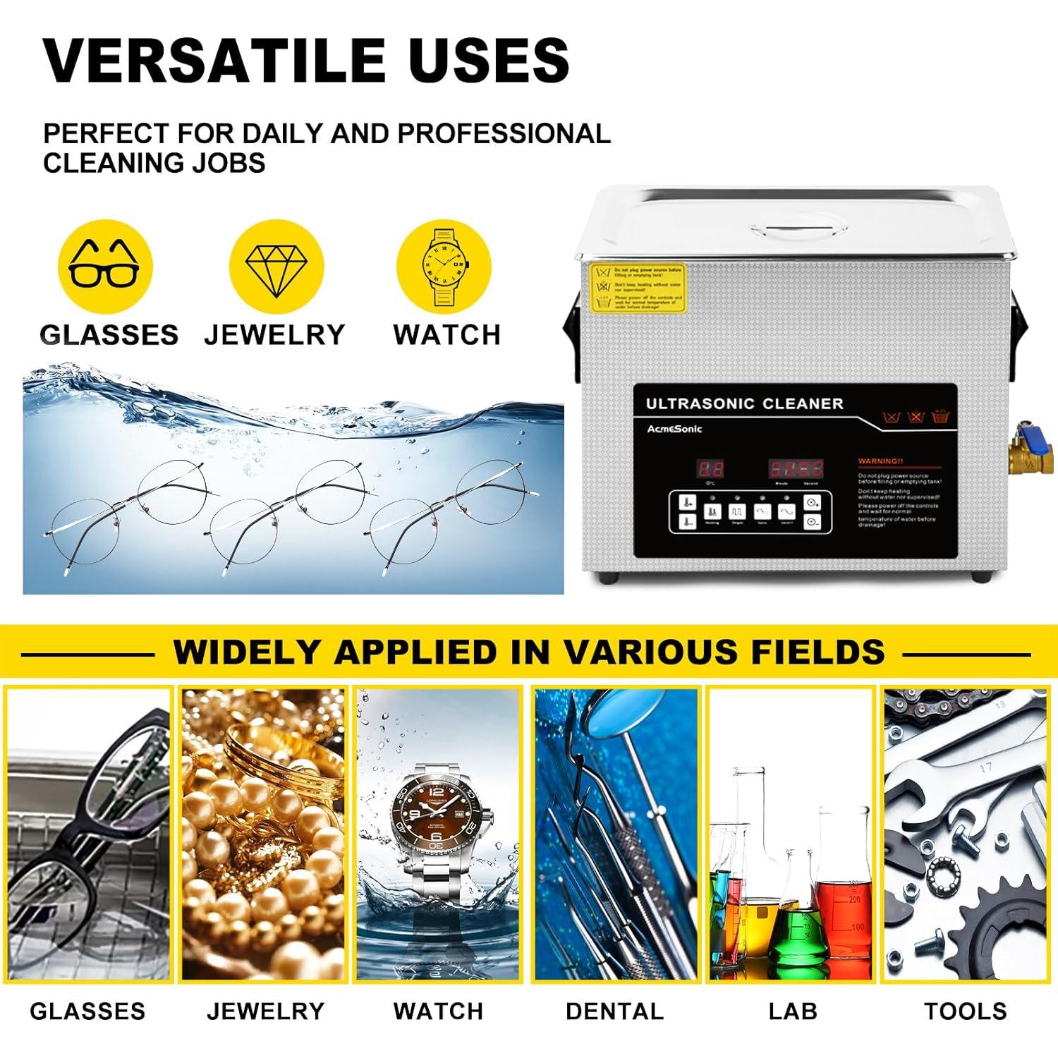 Limpiador Ultrasónico 6L ACMESONIC Digital Acero Inoxidable