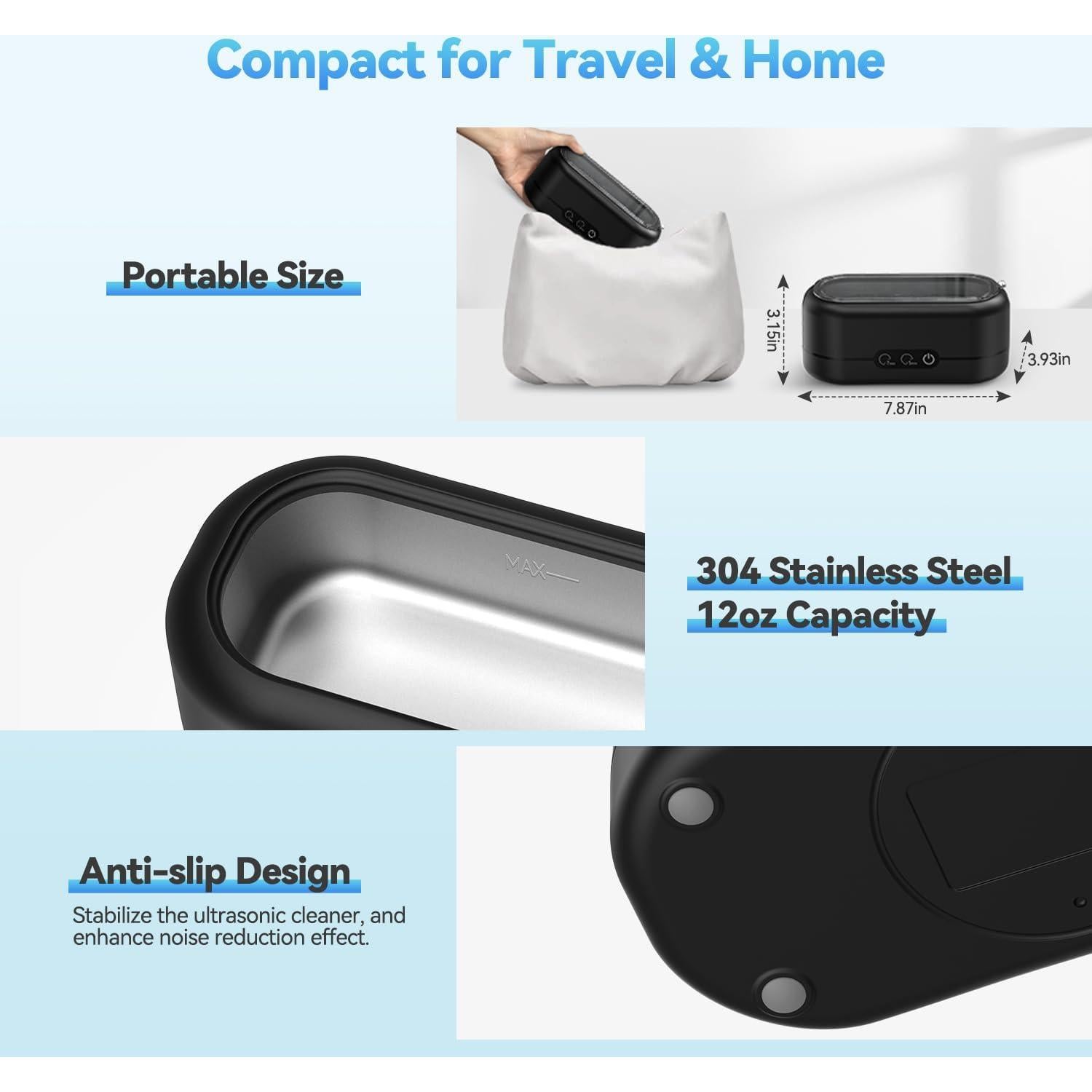 Limpiador Ultrasónico de Joyas Miorcols 12 oz 48kHz Dual