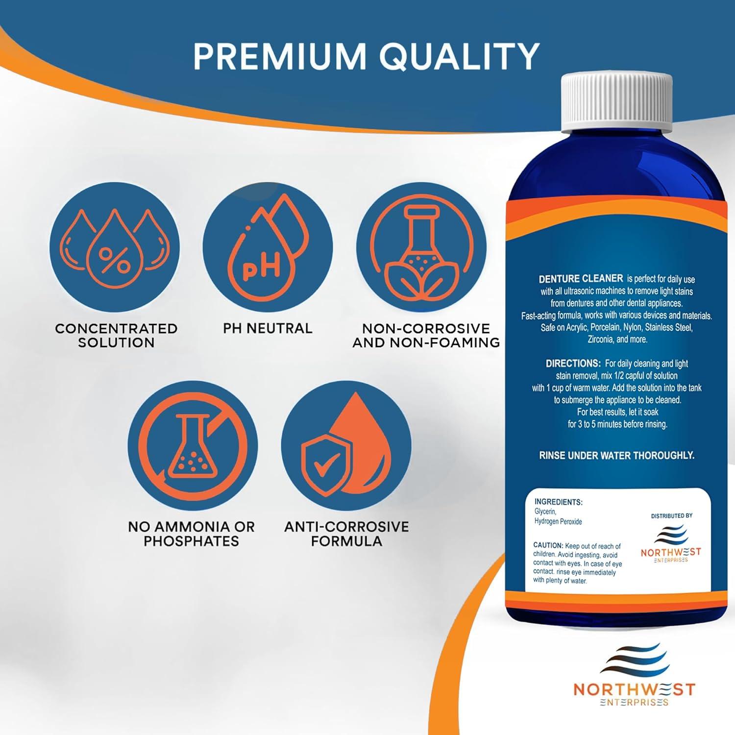 Limpiador Ultrasónico de Dentaduras Northwest 473ml - Fórmula Multi-Enzimática