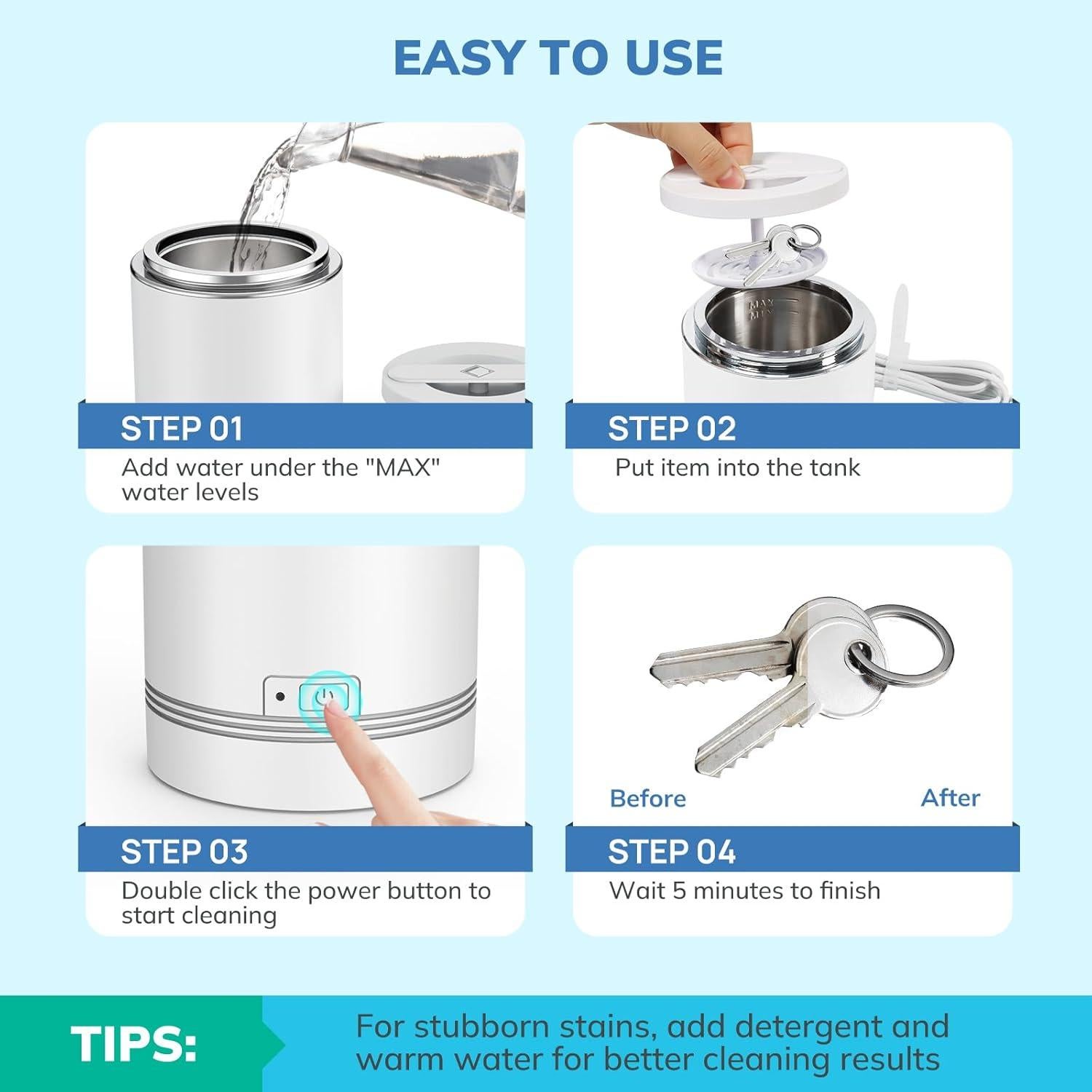 Limpiador Ultrasónico LifeBasis D-1800 220ml para Joyería y Dentaduras