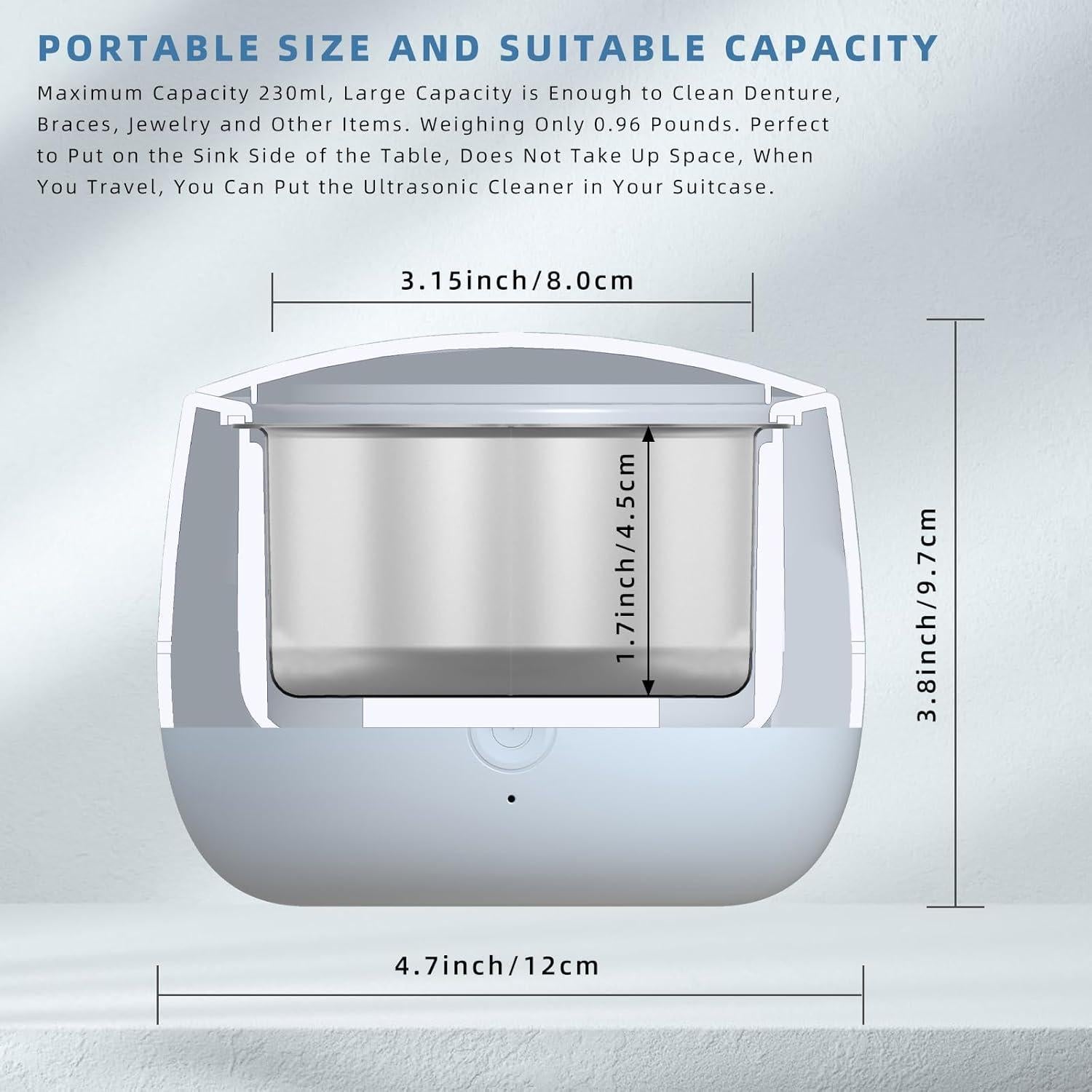 Limpiador Ultrasónico ARGOMAX 24W 200ml para Dentaduras y Joyería