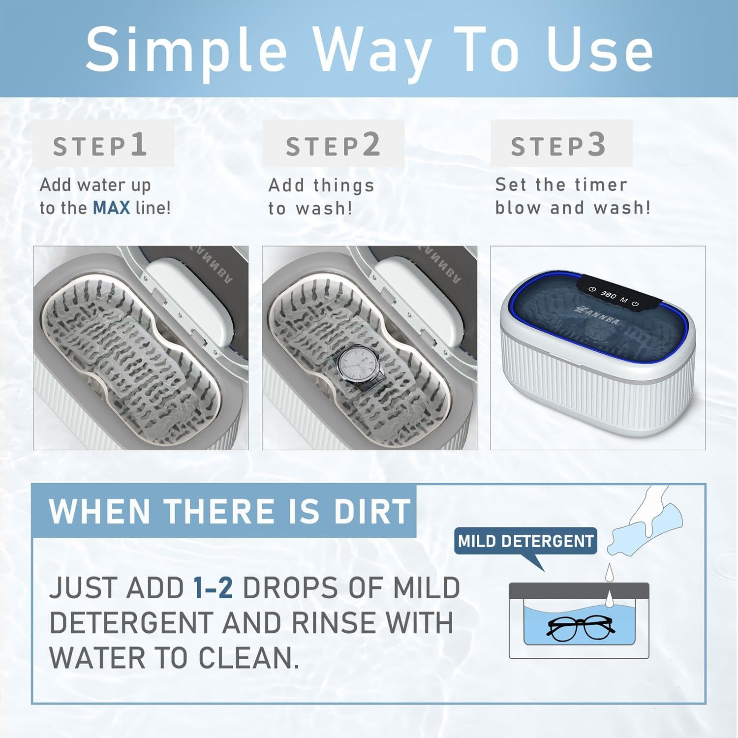 Limpiador Ultrasónico de Joyas ZANNBA 550ml 45KHz Digital