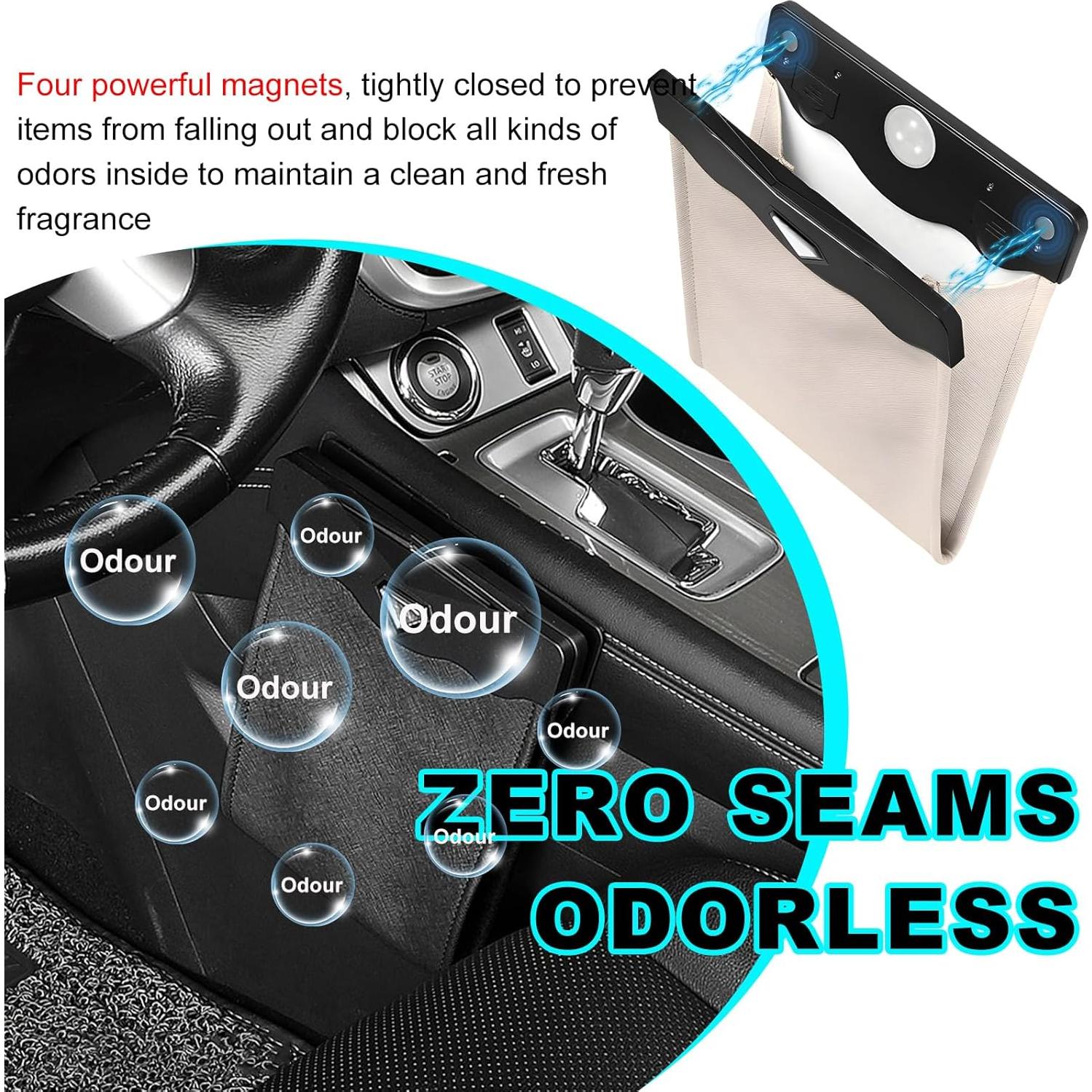 Cubo de Basura Colgante para Auto Yourkar Beige Plegable LED