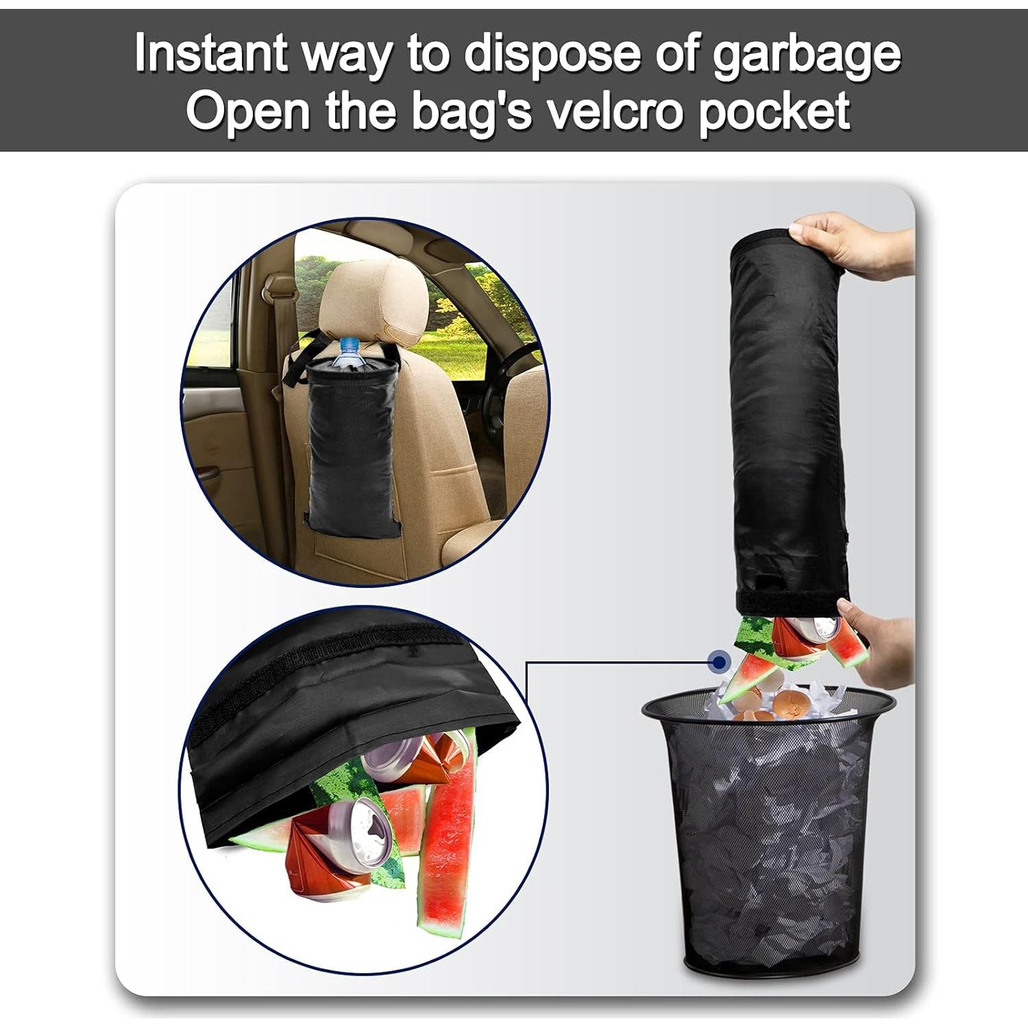 Bolsa de Basura para Auto WPLHB, 2 Pcs Negro, Lavable y Ecológica