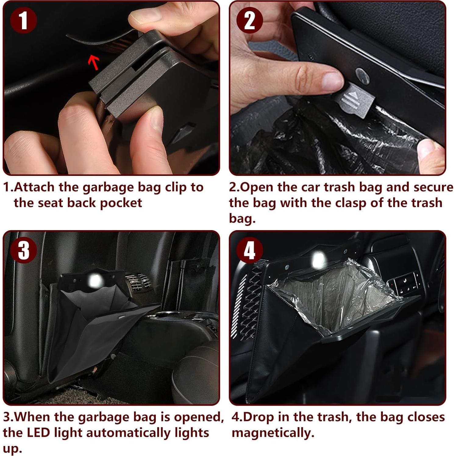 Basurero para Auto NATUREKIT con Luz LED y Cierre Magnético