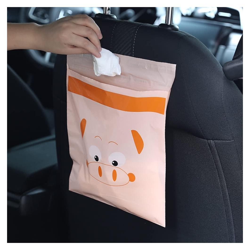 Car Trash Bags, 60pcs Easy Stick-On Disposable Car Garbage Bags, Waterproof Leak Proof Barf Vomit Bags, Self Adhesive Cleaning Bags, Kitchen Storage Bag