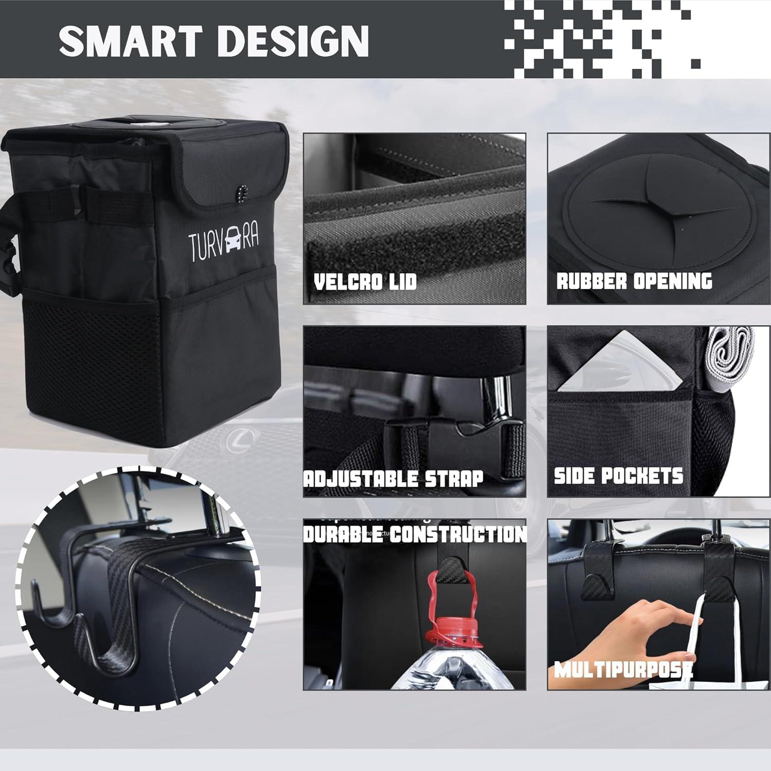 Bolsa de Basura para Auto Turvara 6L Impermeable con Ganchos