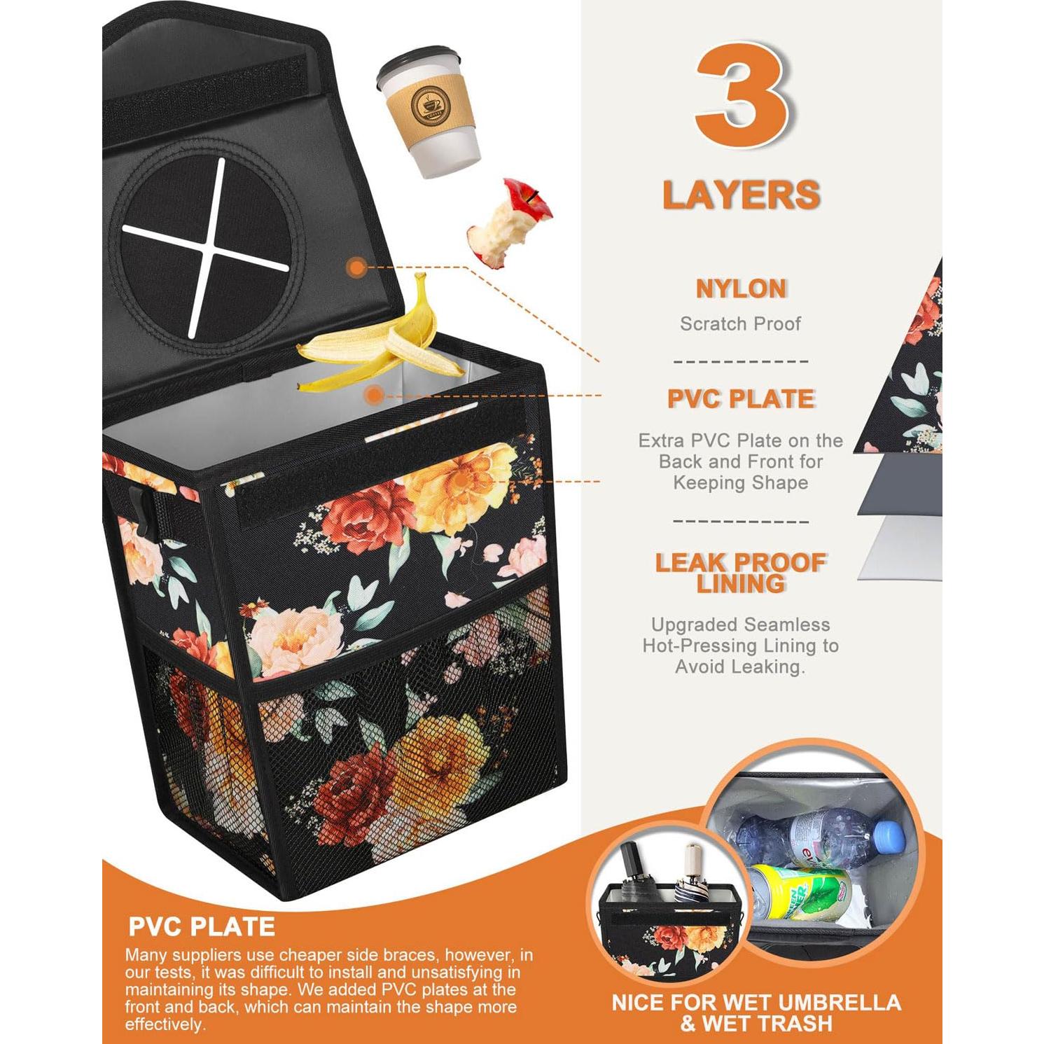 Basurero de Auto Pritent Trapezoidal Rosa 2 Galones a Prueba de Fugas