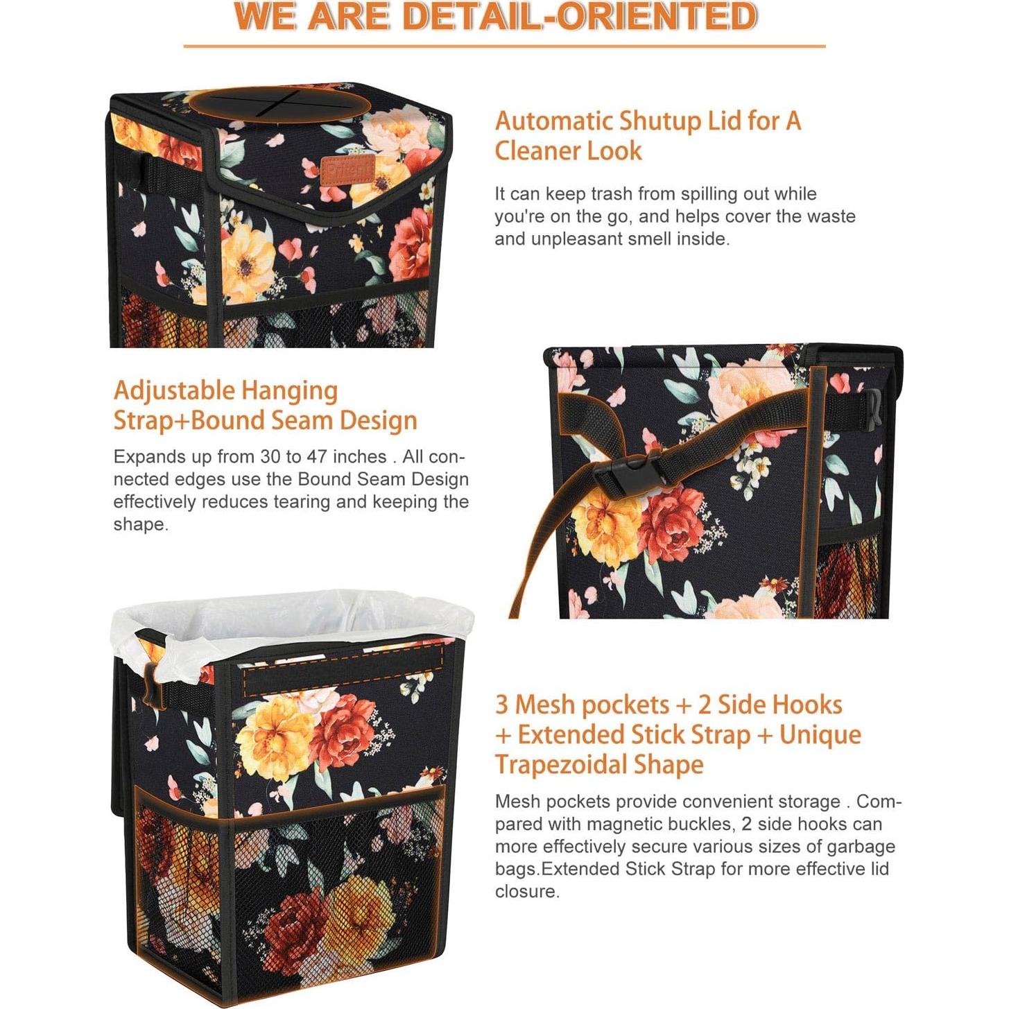 Basurero de Auto Pritent Trapezoidal Rosa 2 Galones a Prueba de Fugas