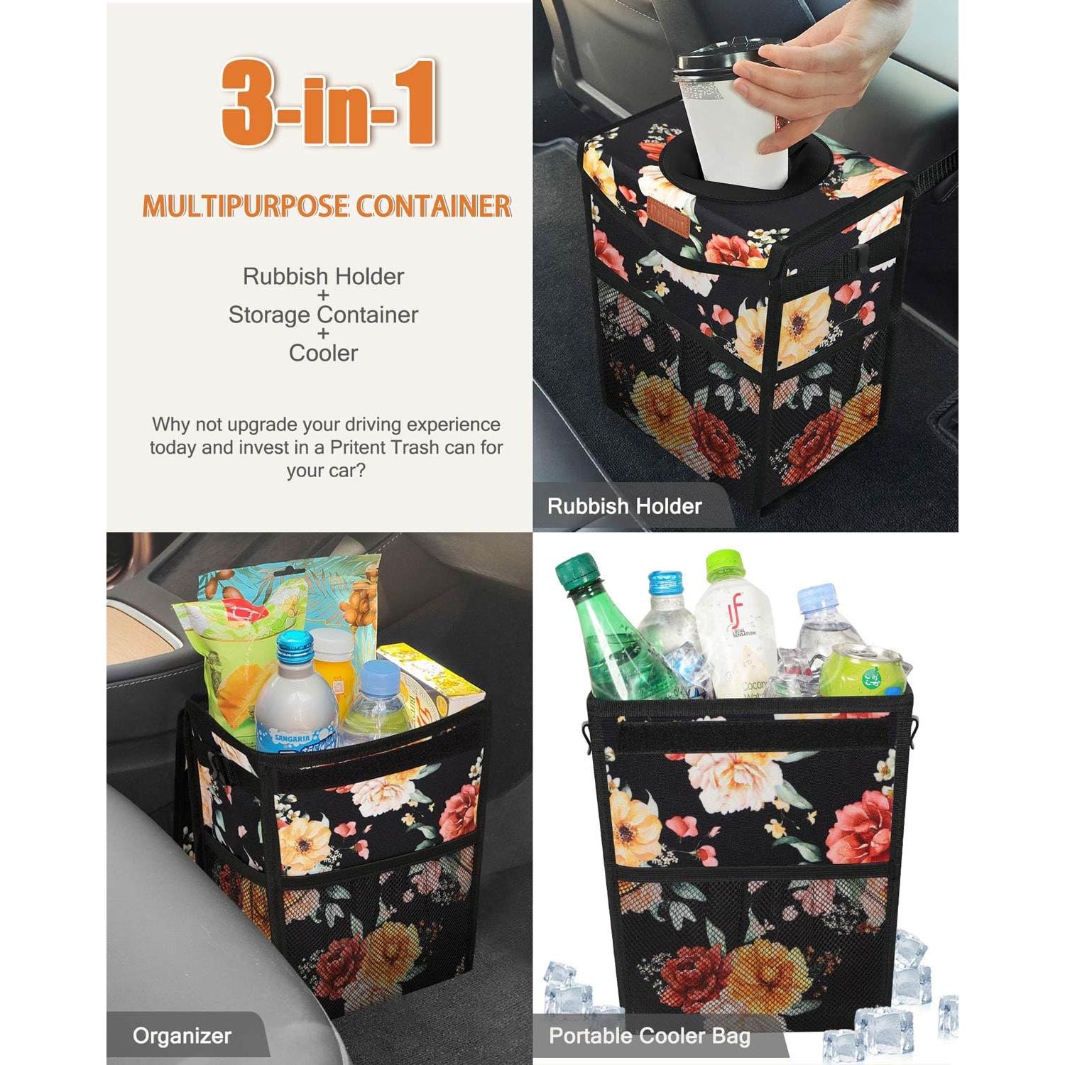 Basurero de Auto Pritent Trapezoidal Rosa 2 Galones a Prueba de Fugas