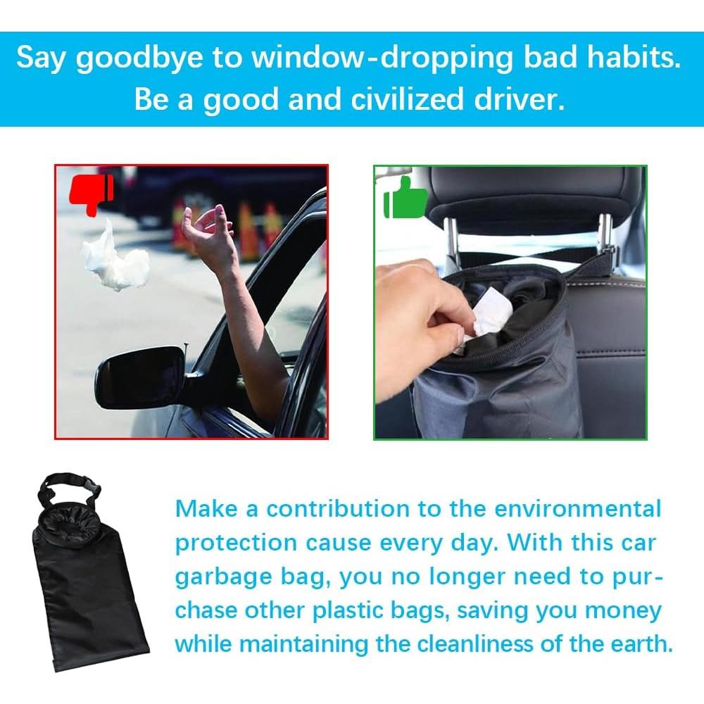 Bolsa de Basura Plegable para Autos Lecctso 2 Galones Negra