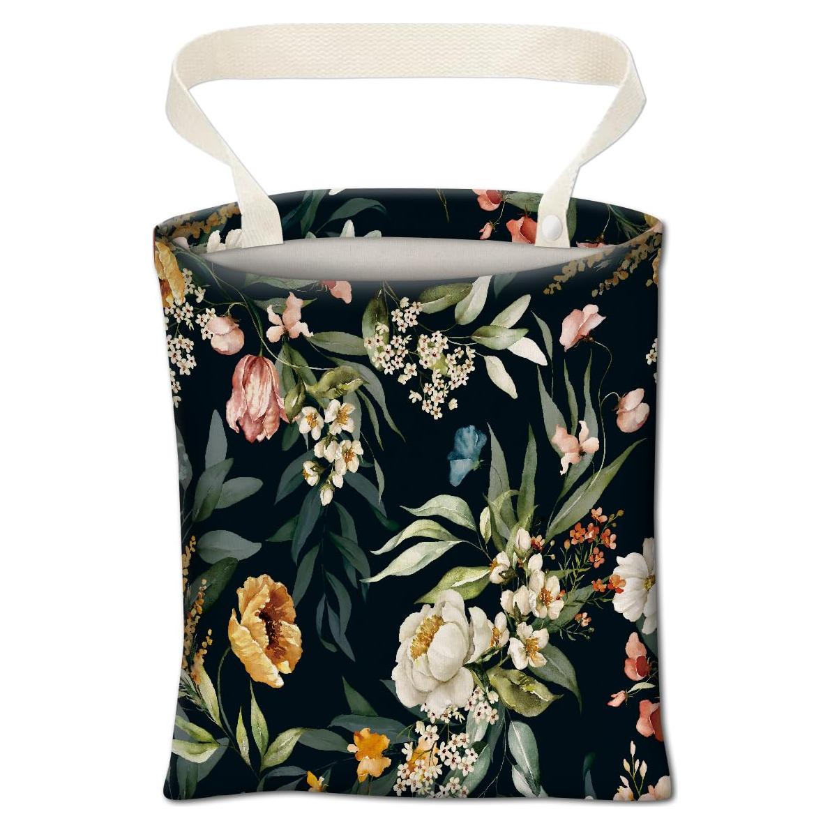 Basurero Colgante para Auto ABUIFDK Flores Acuareladas