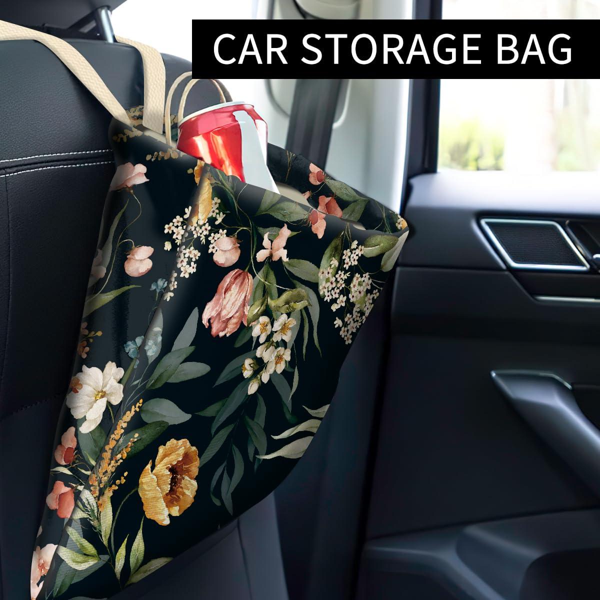 Basurero Colgante para Auto ABUIFDK Flores Acuareladas