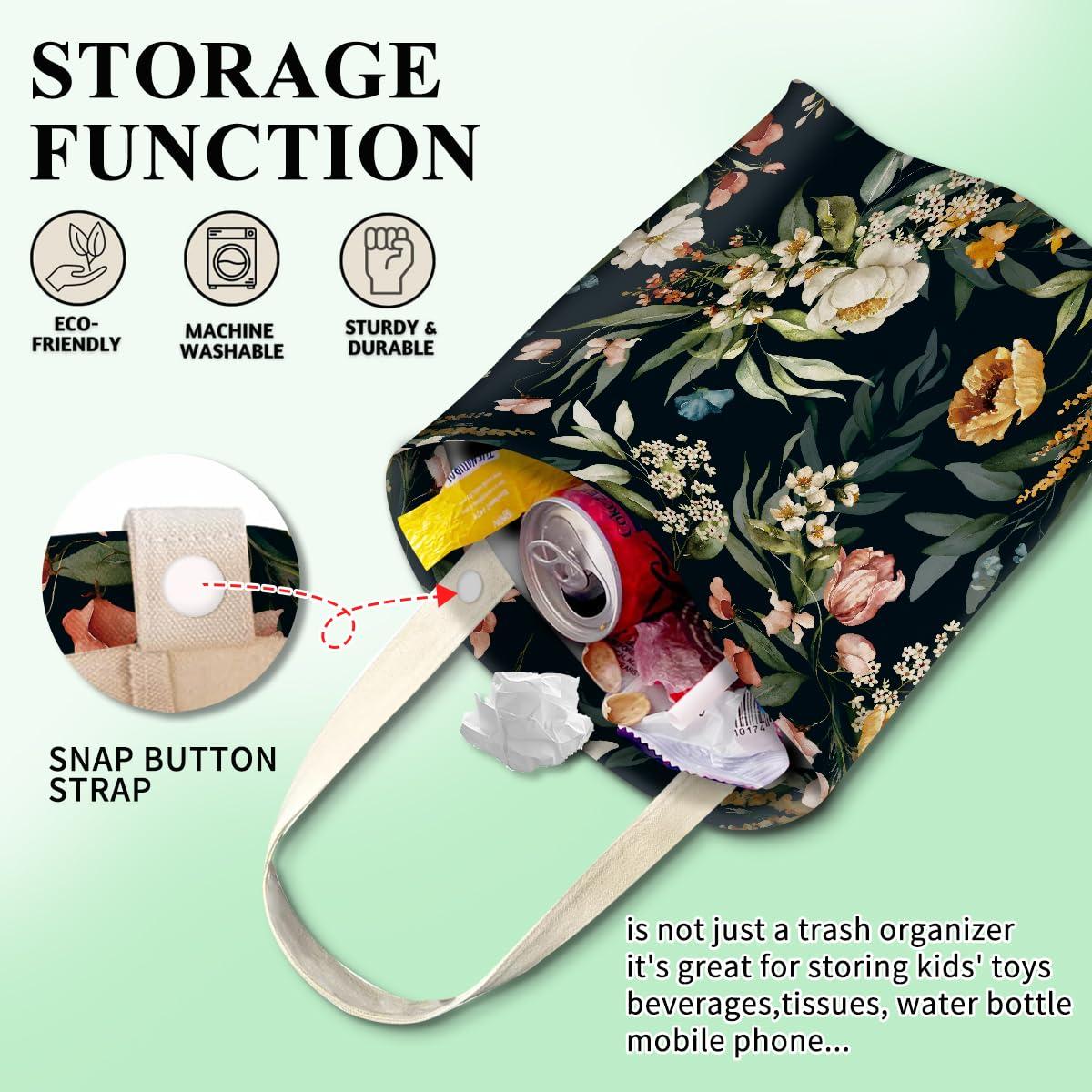 Basurero Colgante para Auto ABUIFDK Flores Acuareladas