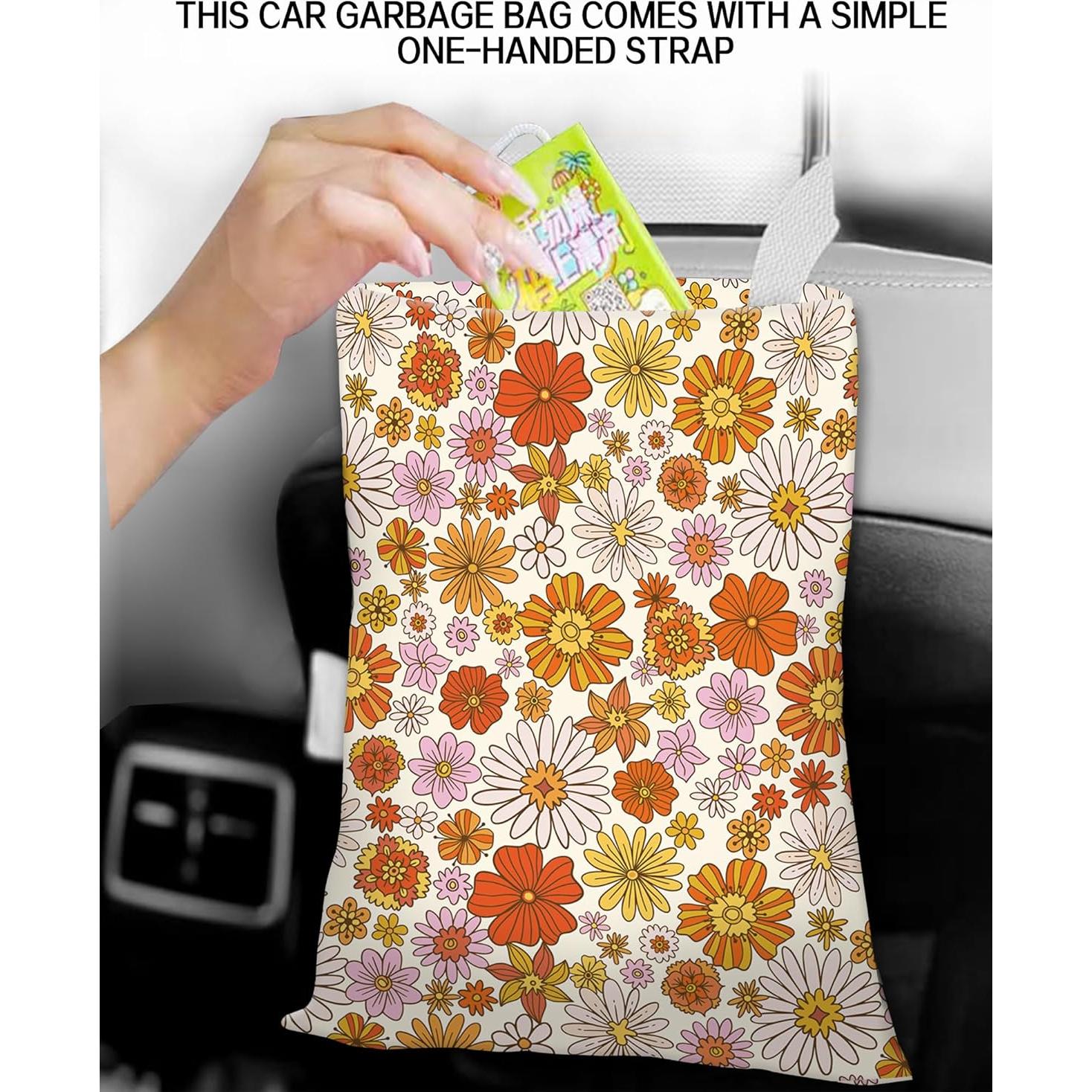 Basurero de Auto ANKVRP Colgante Ecológico Flor Boho Colorida