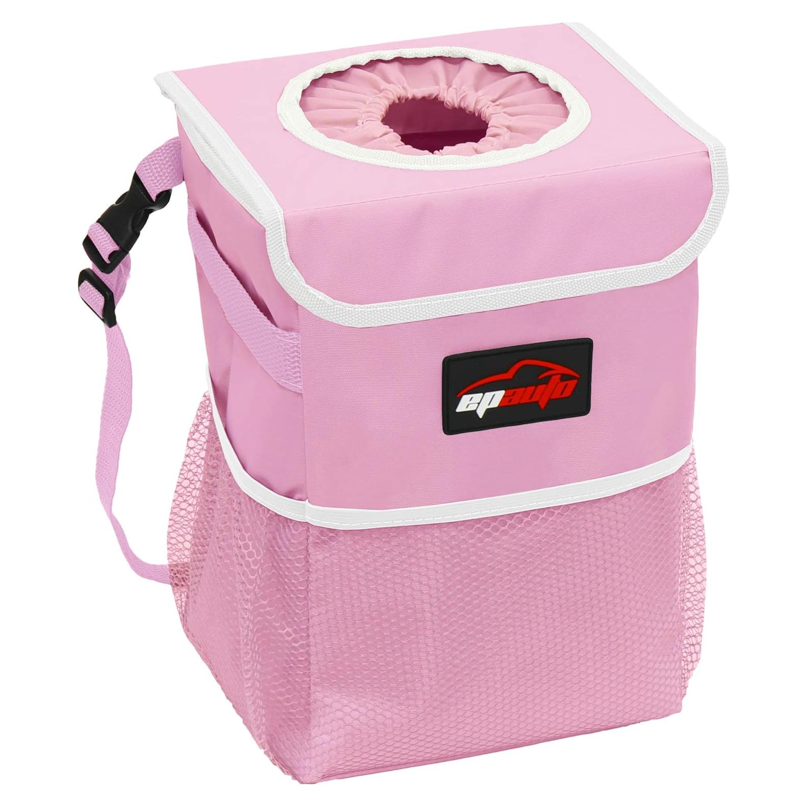 Basurero Impermeable para Auto EPAuto 9.46L Rosa con Tapa