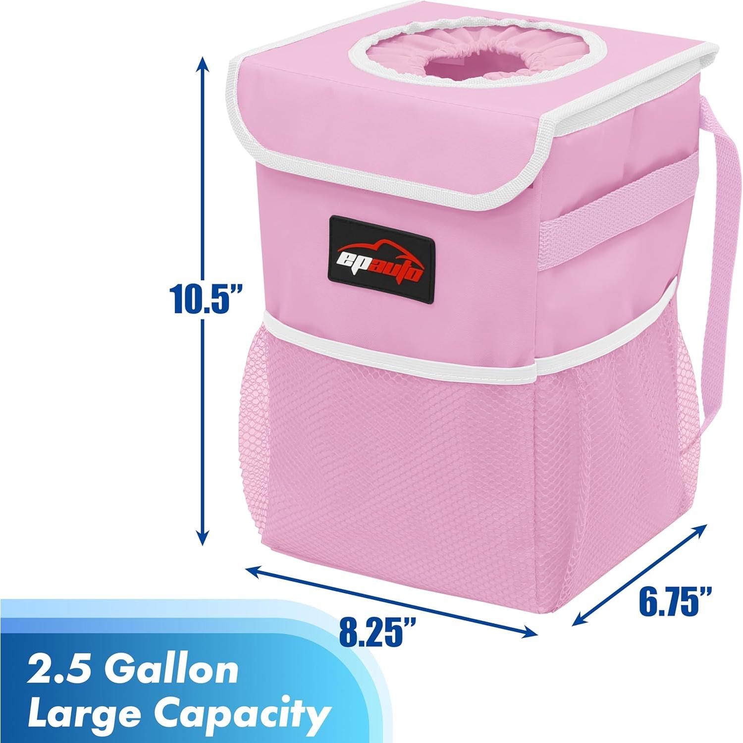 Basurero Impermeable para Auto EPAuto 9.46L Rosa con Tapa
