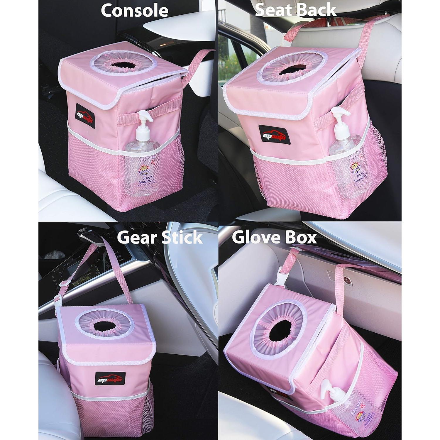 Basurero Impermeable para Auto EPAuto 9.46L Rosa con Tapa