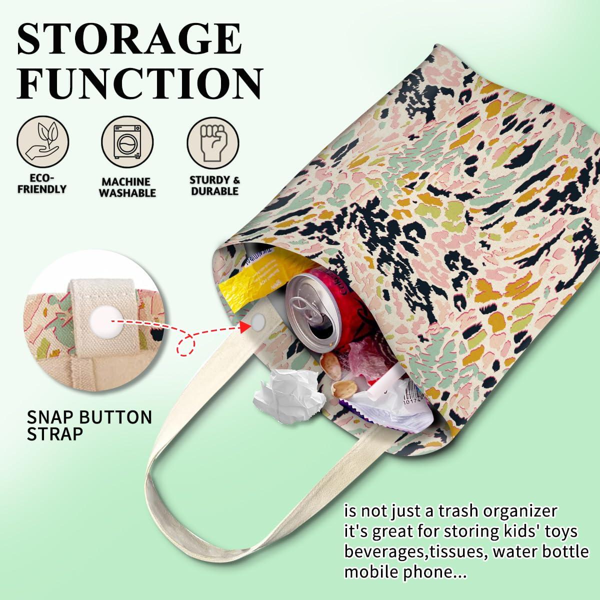 Basurero Colgante para Auto ABUIFDK Leopardo Colorido 30x24cm