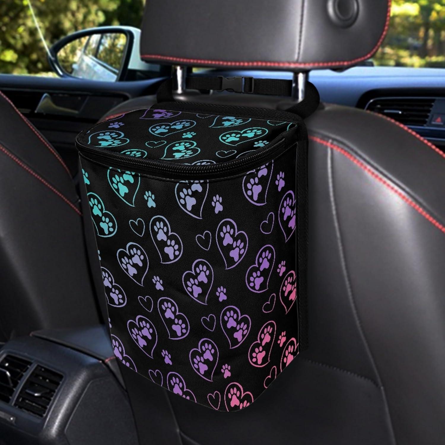 Basurero de Coche Yewattles Corazón de Huella Colorido 27 cm