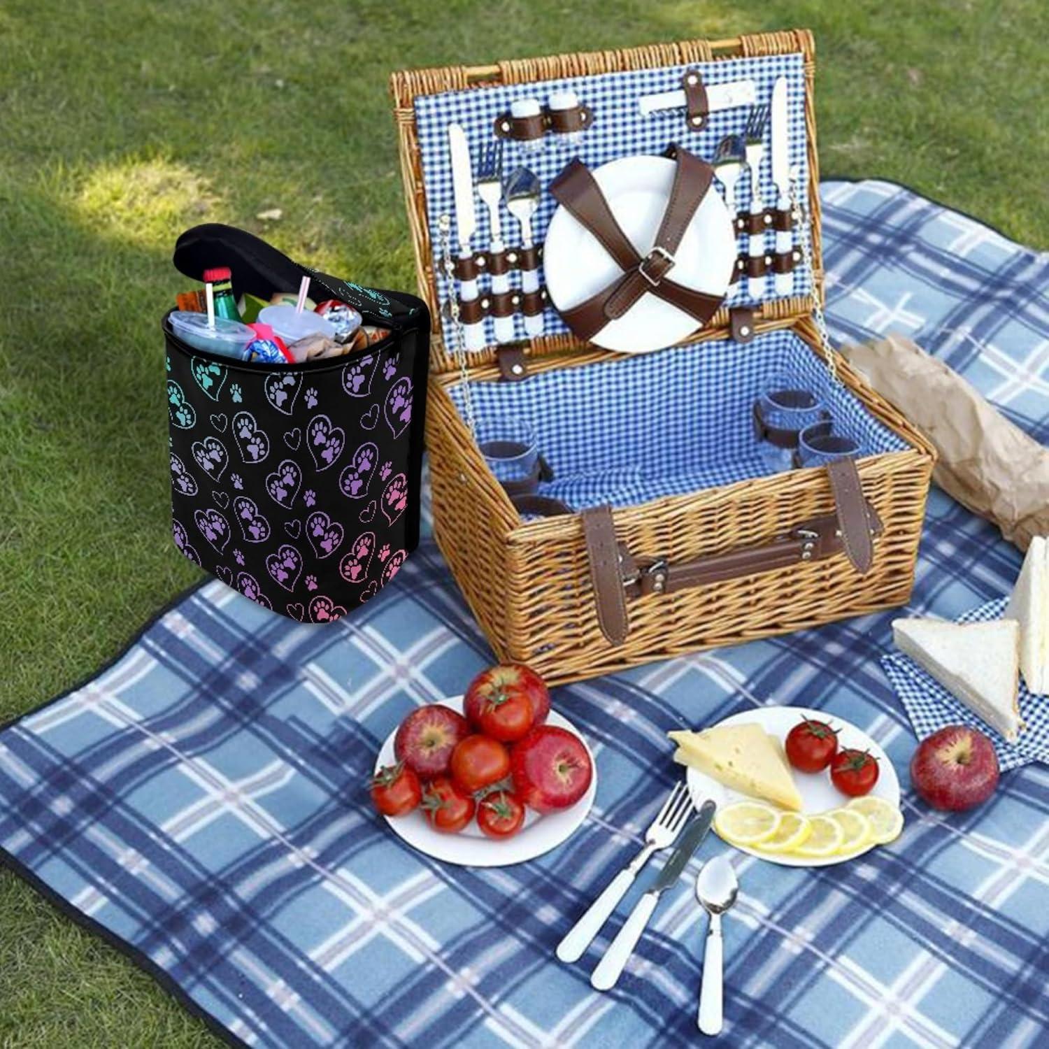 Basurero de Coche Yewattles Corazón de Huella Colorido 27 cm