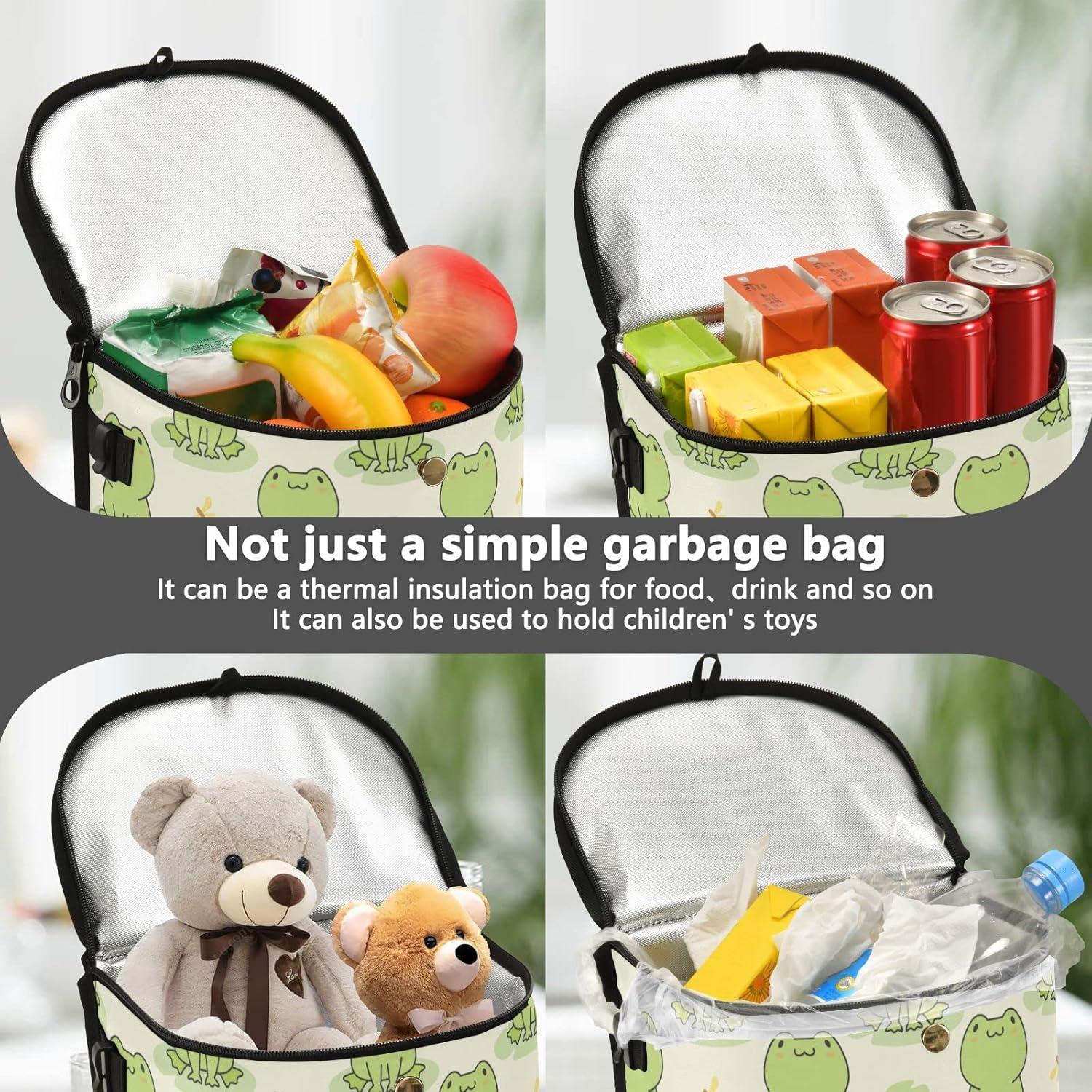 Basurero de Auto MNSRUU con Tapa y Correa Ajustable 23x18x28 cm