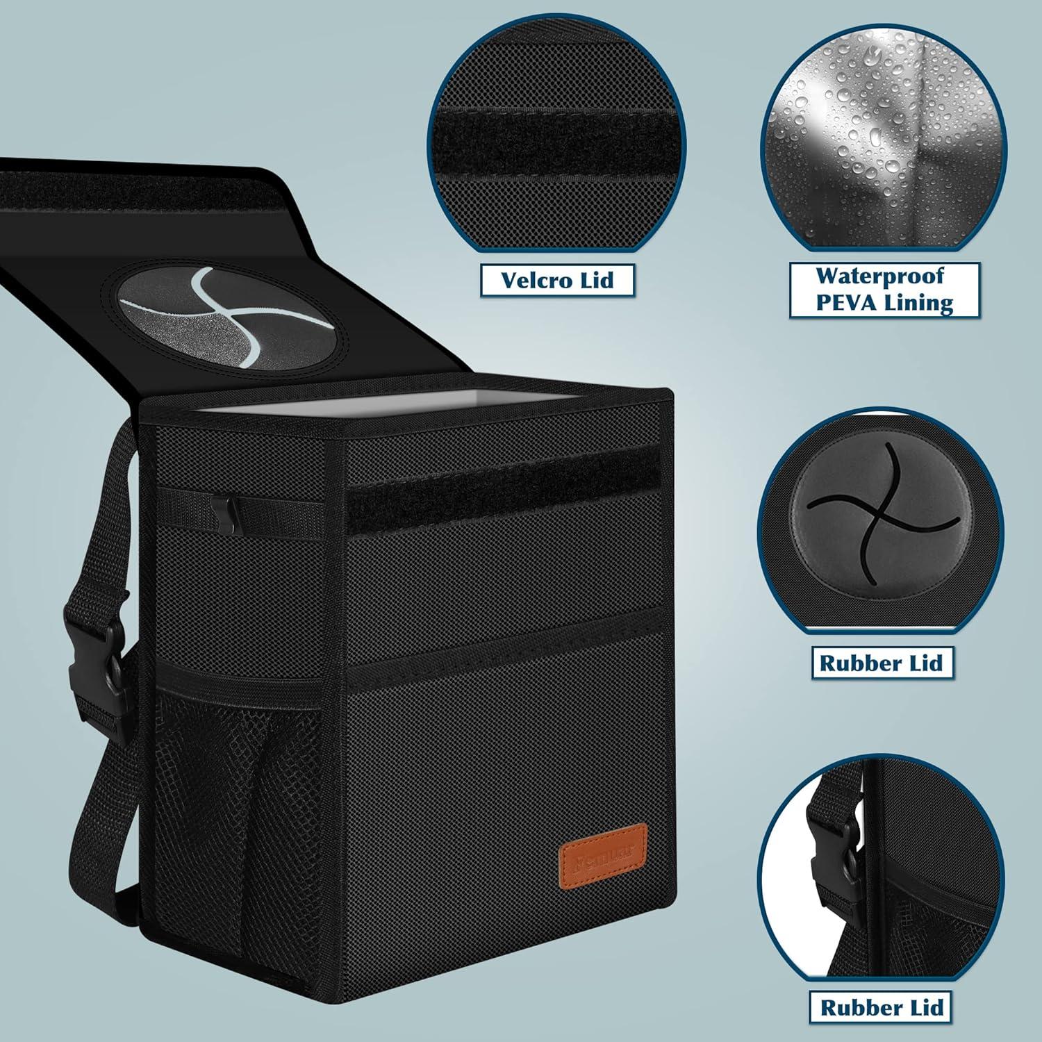 Basurero de Coche Femuar 8.5L Impermeable y Colapsable Negro