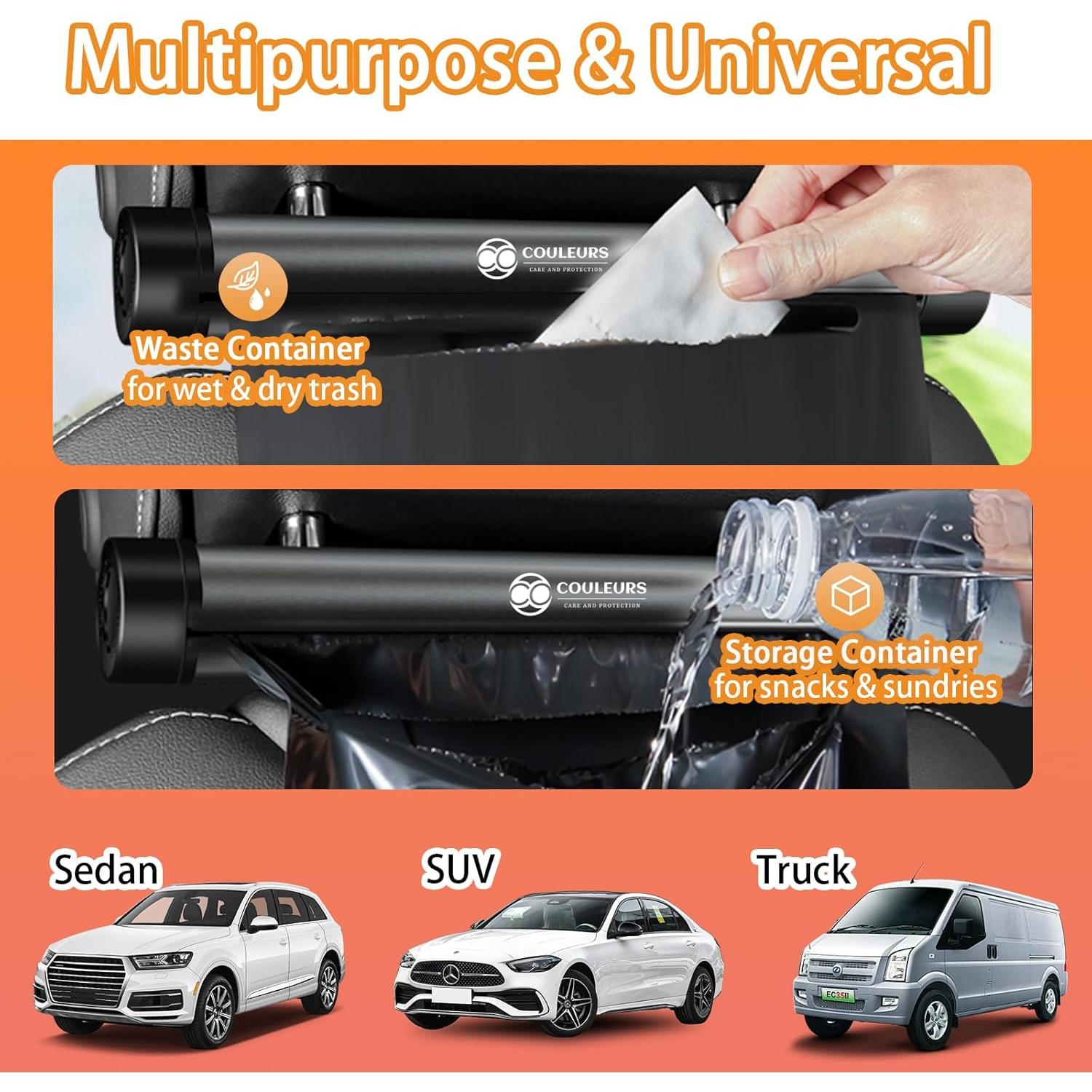 Bote de Basura para Auto Couleurs Negro con 40 Bolsas