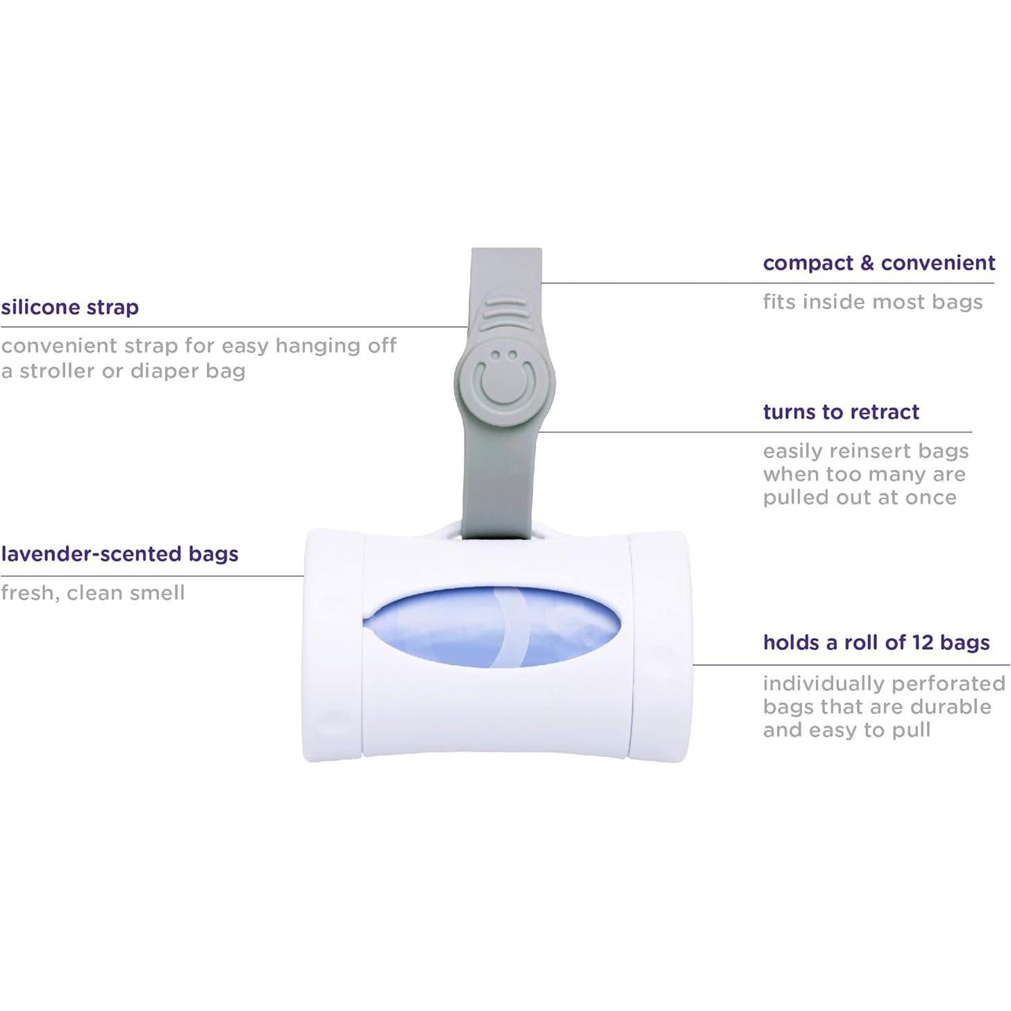 Dispensador de Bolsas Ubbi Blanco con Aroma a Lavanda 1 Cuenta