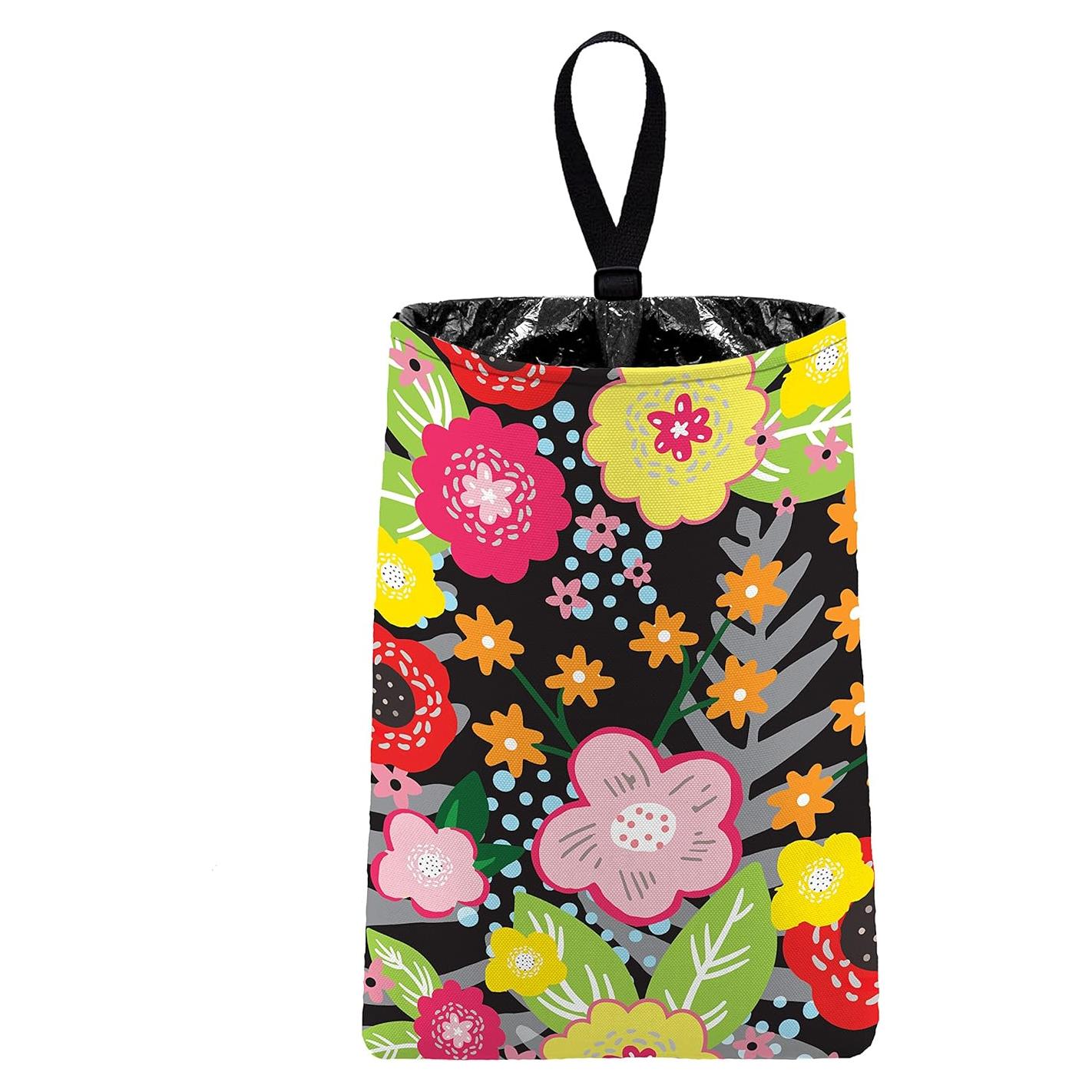 Bolsa de Basura para Auto The Mod Mobile - Floral Negra 30.48x20.32 cm