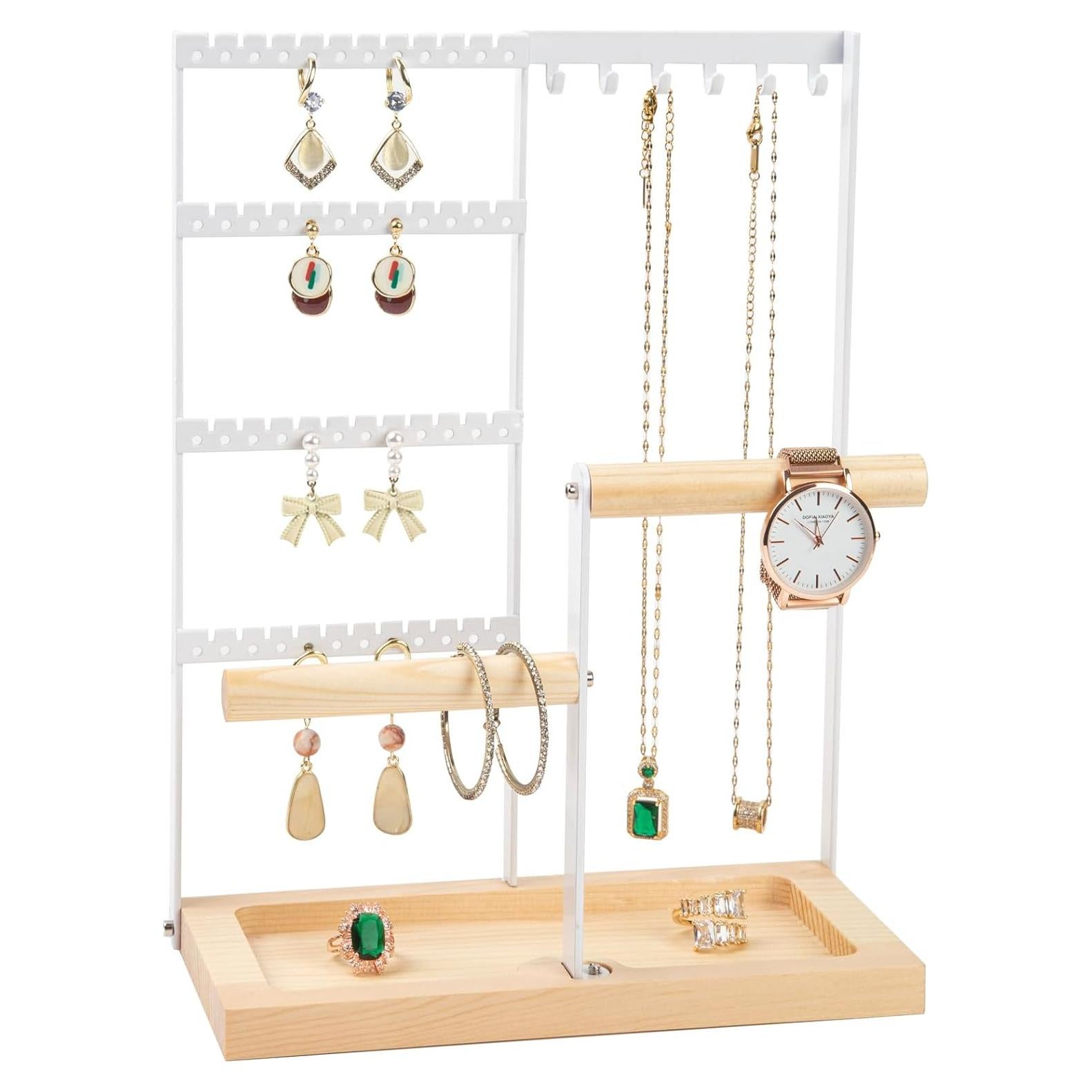 Soporte Organizador de Joyería Lengnoyp Blanco 4 Niveles