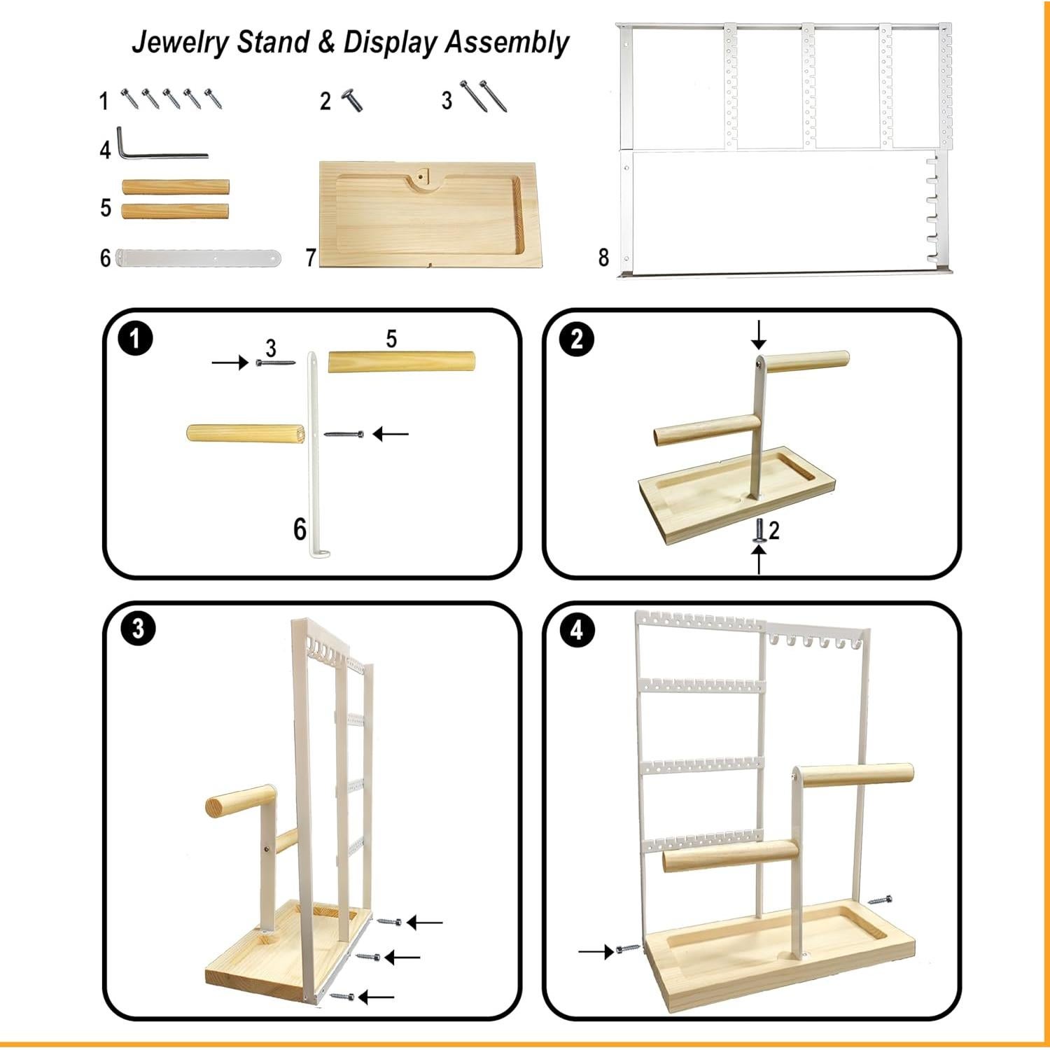 Soporte Organizador de Joyería Lengnoyp Blanco 4 Niveles