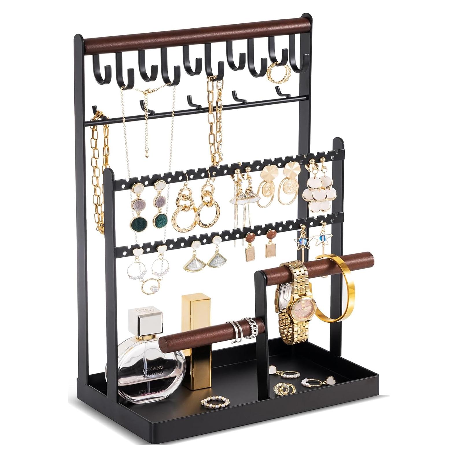 Organizador de Joyería ProCase 6 Niveles Negro con 15 Ganchos