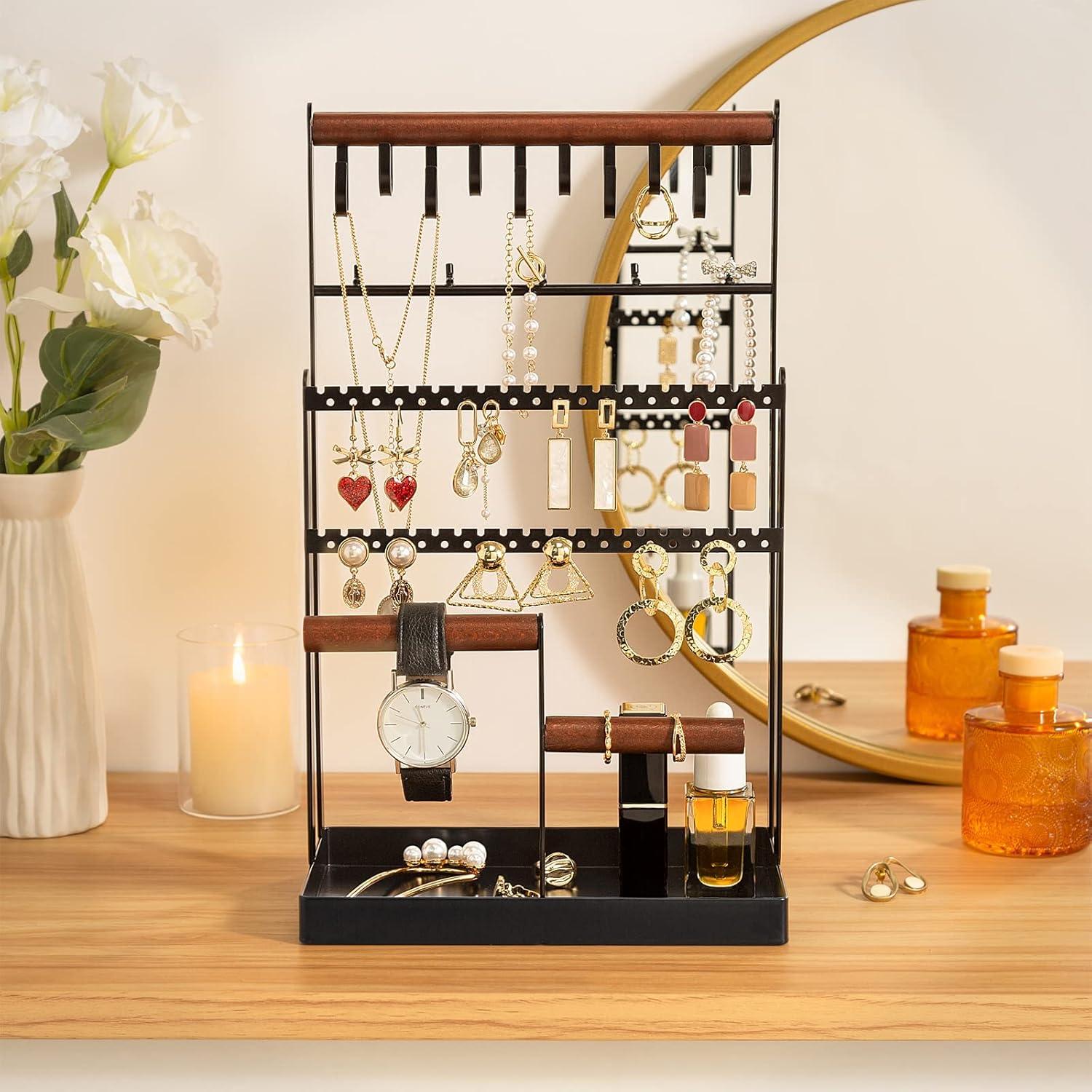 Organizador de Joyería ProCase 6 Niveles Negro con 15 Ganchos