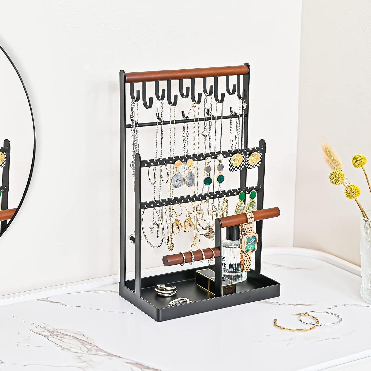 Organizador de Joyería ProCase 6 Niveles Negro con 15 Ganchos