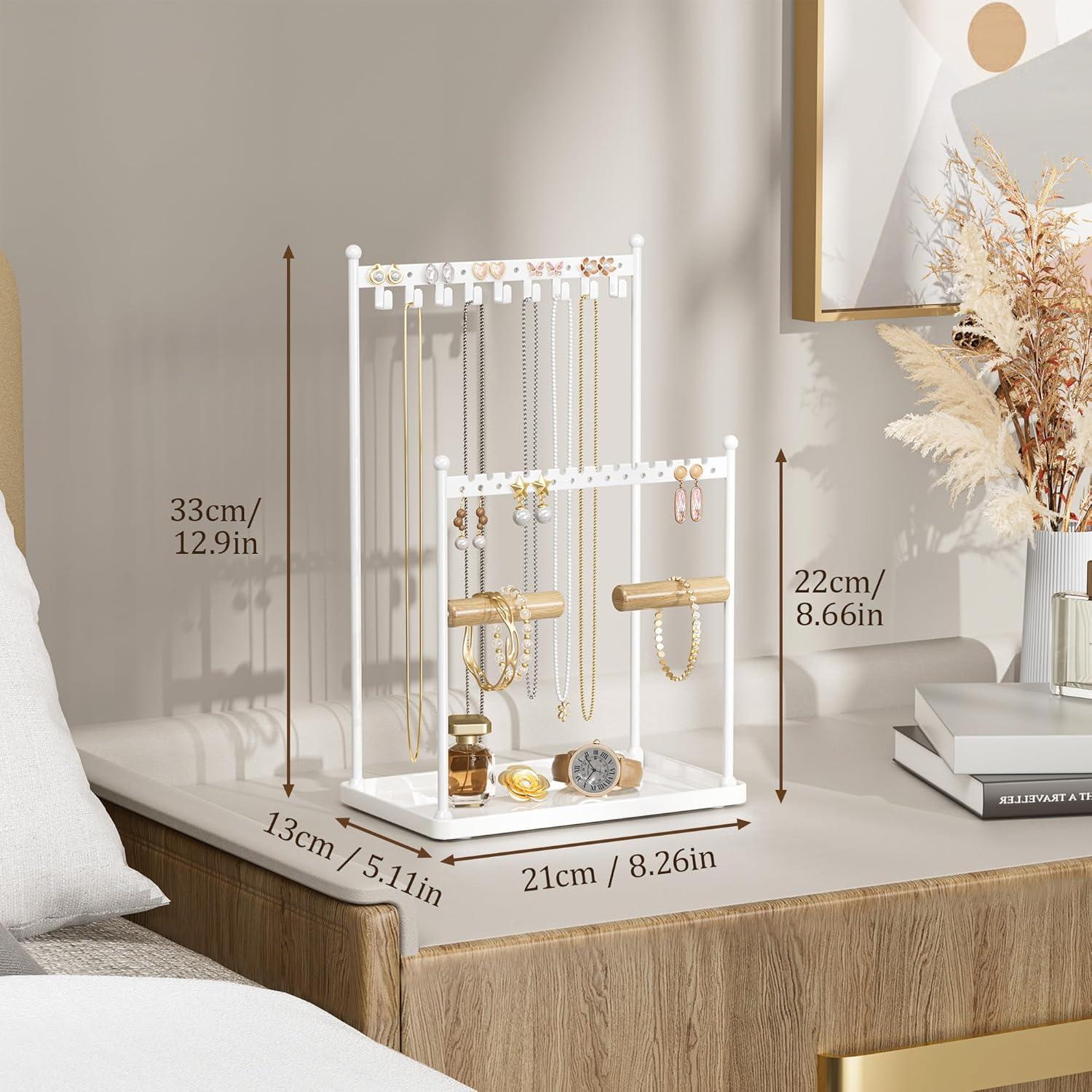 Soporte de Joyería Josmimic Blanco - Organizador 3 Niveles 22 Pendientes