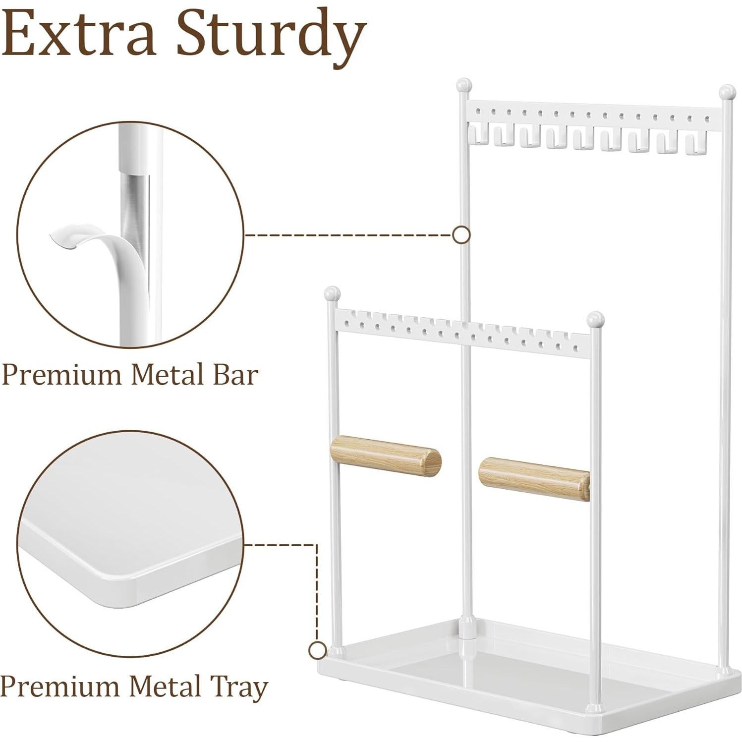 Soporte de Joyería Josmimic Blanco - Organizador 3 Niveles 22 Pendientes