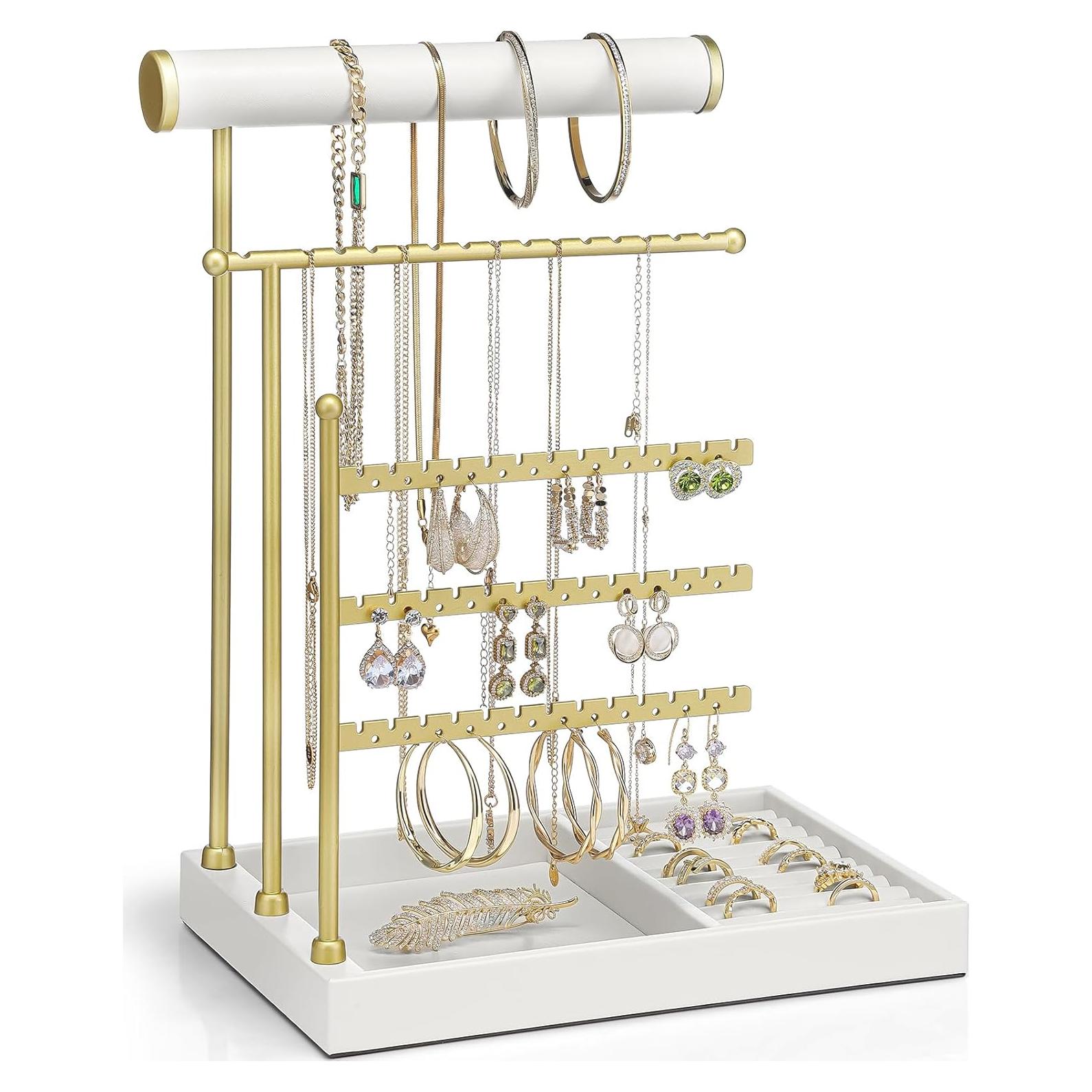 Organizador de Joyería Vlando Blanco con Soporte para Anillos