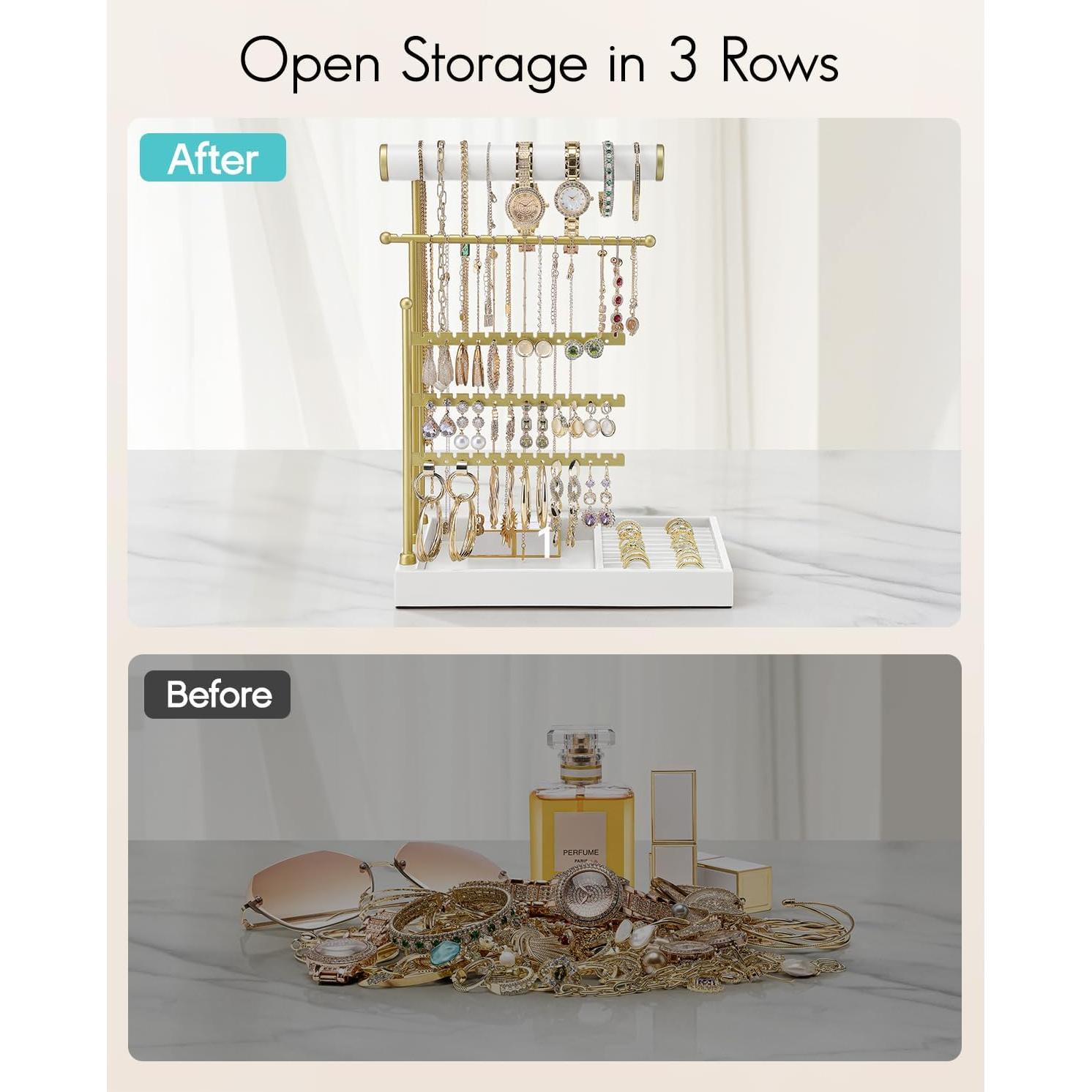 Organizador de Joyería Vlando Blanco con Soporte para Anillos