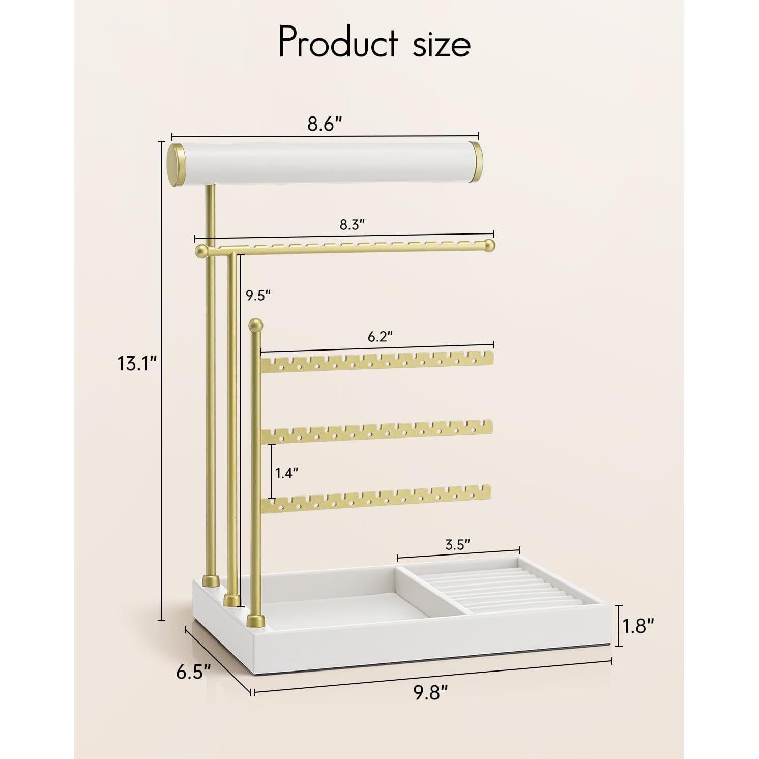 Organizador de Joyería Vlando Blanco con Soporte para Anillos